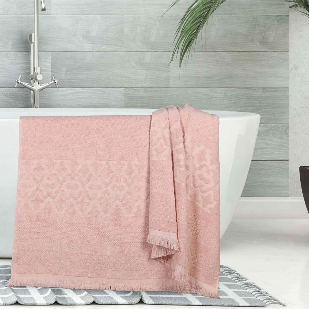 Rolla Cotton Geometric Jacquard Plush Absorbent Bath Sheet Set of 2 - Bath Sheet by Superior Brand