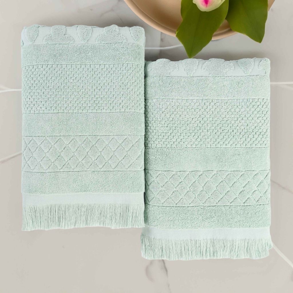 Rolla Cotton Geometric Jacquard Plush Absorbent Bath Sheet Set of 2 - Bath Sheet by Superior Brand