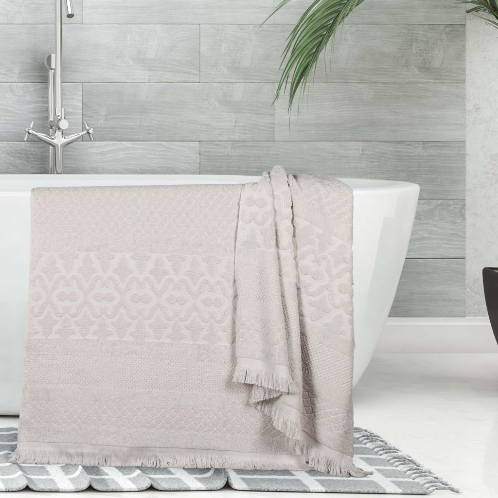 Rolla Cotton Geometric Jacquard Plush Absorbent Bath Sheet Set of 2 - Bath Sheet by Superior Brand