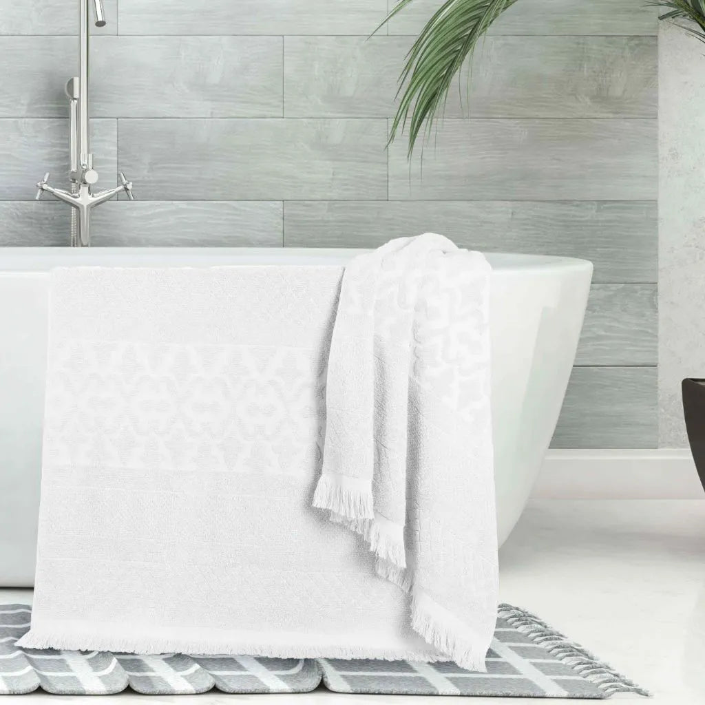 Rolla Cotton Geometric Jacquard Plush Absorbent Bath Sheet Set of 2 - Bath Sheet by Superior Brand