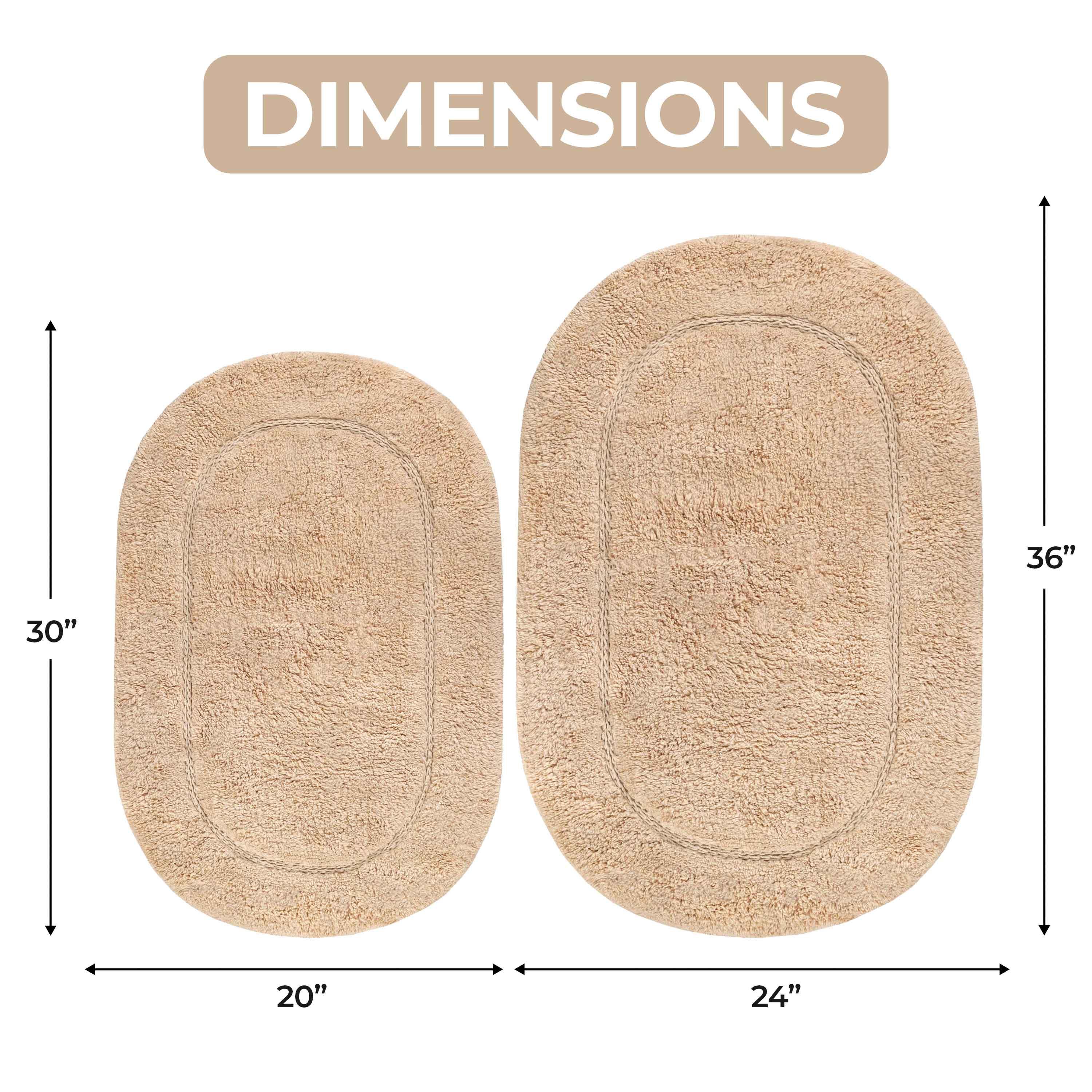 Cotton Oval Solid Non-Skid Washable 2 Piece Bath Rug Set - Bath Rugs by Superior Brand