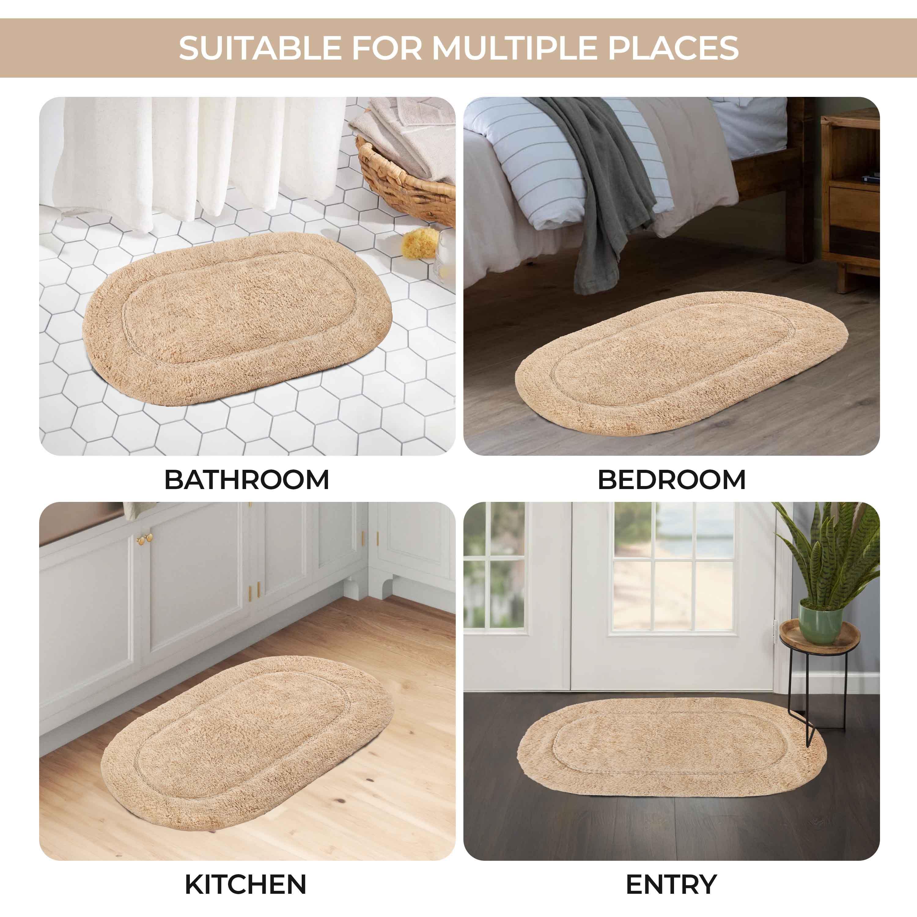 Cotton Oval Solid Non-Skid Washable 2 Piece Bath Rug Set - Bath Rugs by Superior Brand