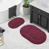 Cotton Oval Solid Non-Skid Washable 2 Piece Bath Rug Set - Bath Rugs by Superior Brand