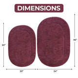 Cotton Oval Solid Non-Skid Washable 2 Piece Bath Rug Set - Bath Rugs by Superior Brand