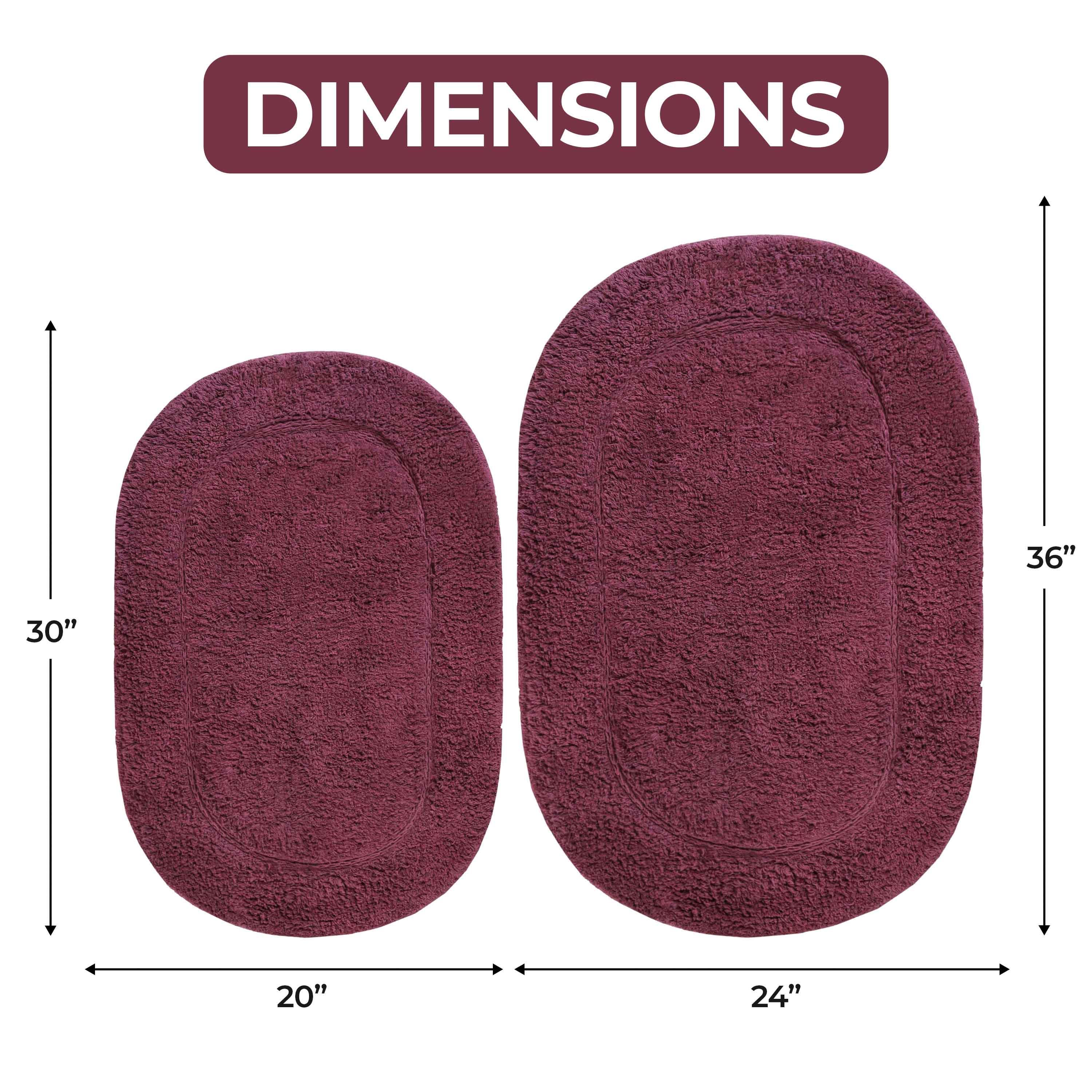 Cotton Oval Solid Non-Skid Washable 2 Piece Bath Rug Set - Bath Rugs by Superior Brand