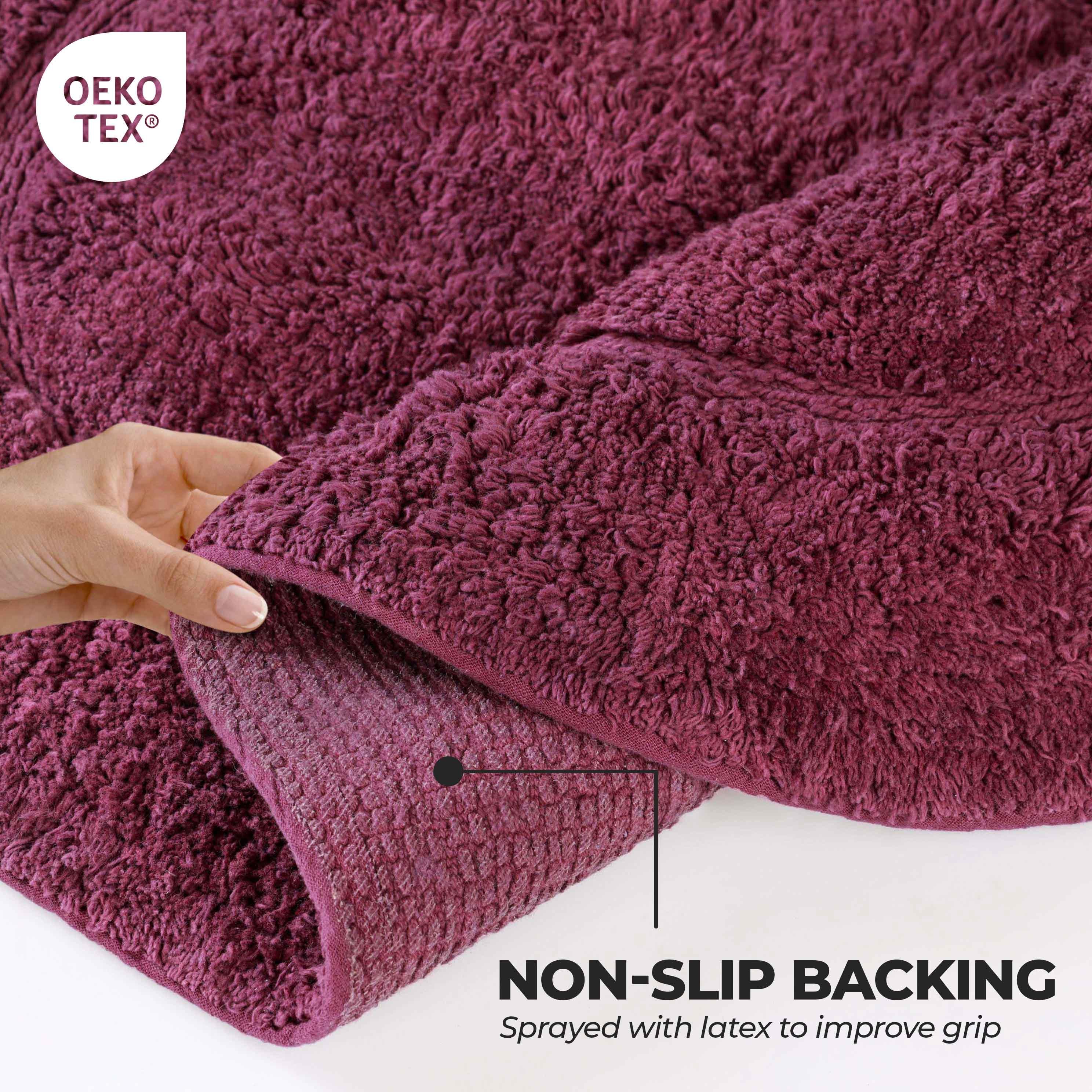 Cotton Oval Solid Non-Skid Washable 2 Piece Bath Rug Set - Bath Rugs by Superior Brand