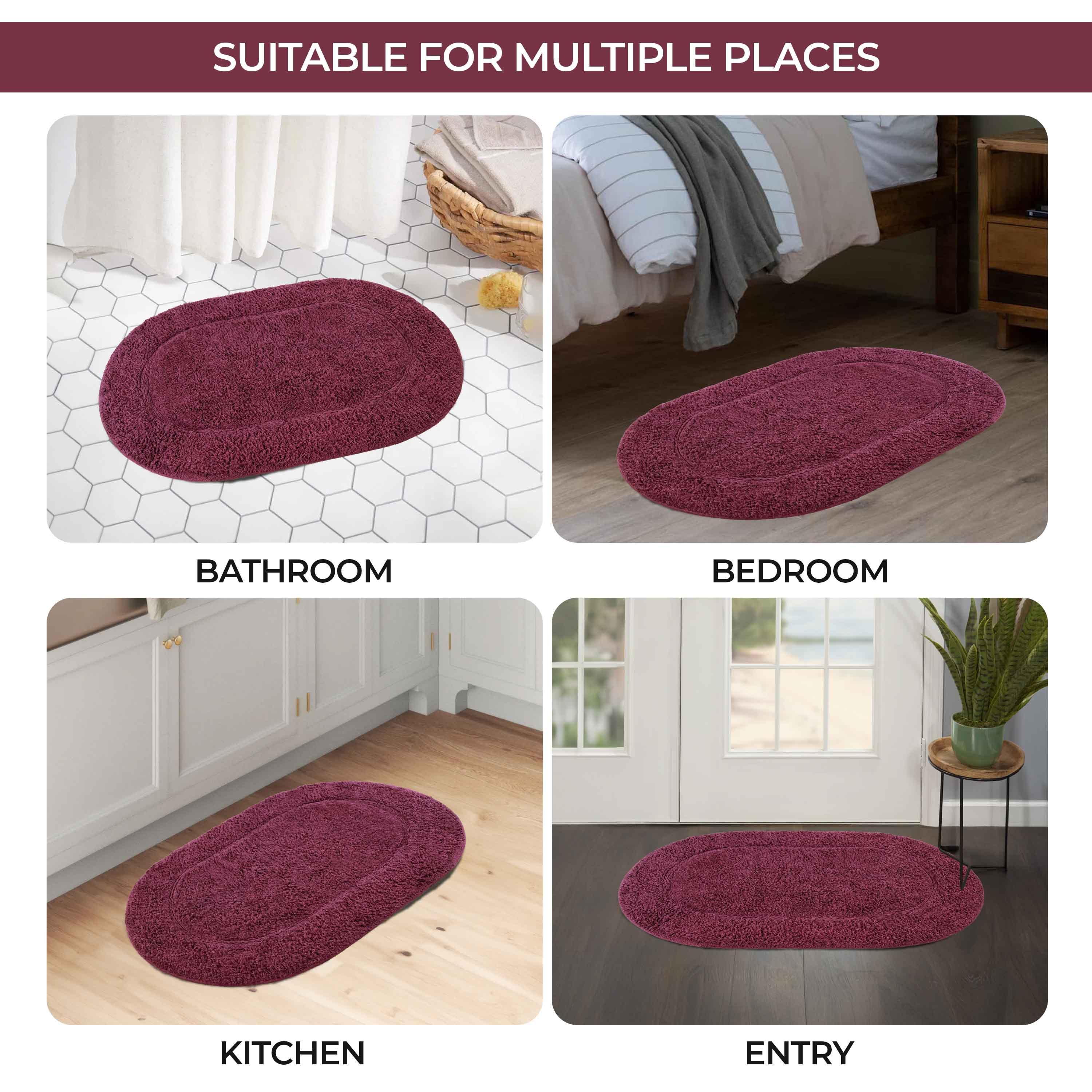 Cotton Oval Solid Non-Skid Washable 2 Piece Bath Rug Set - Bath Rugs by Superior Brand
