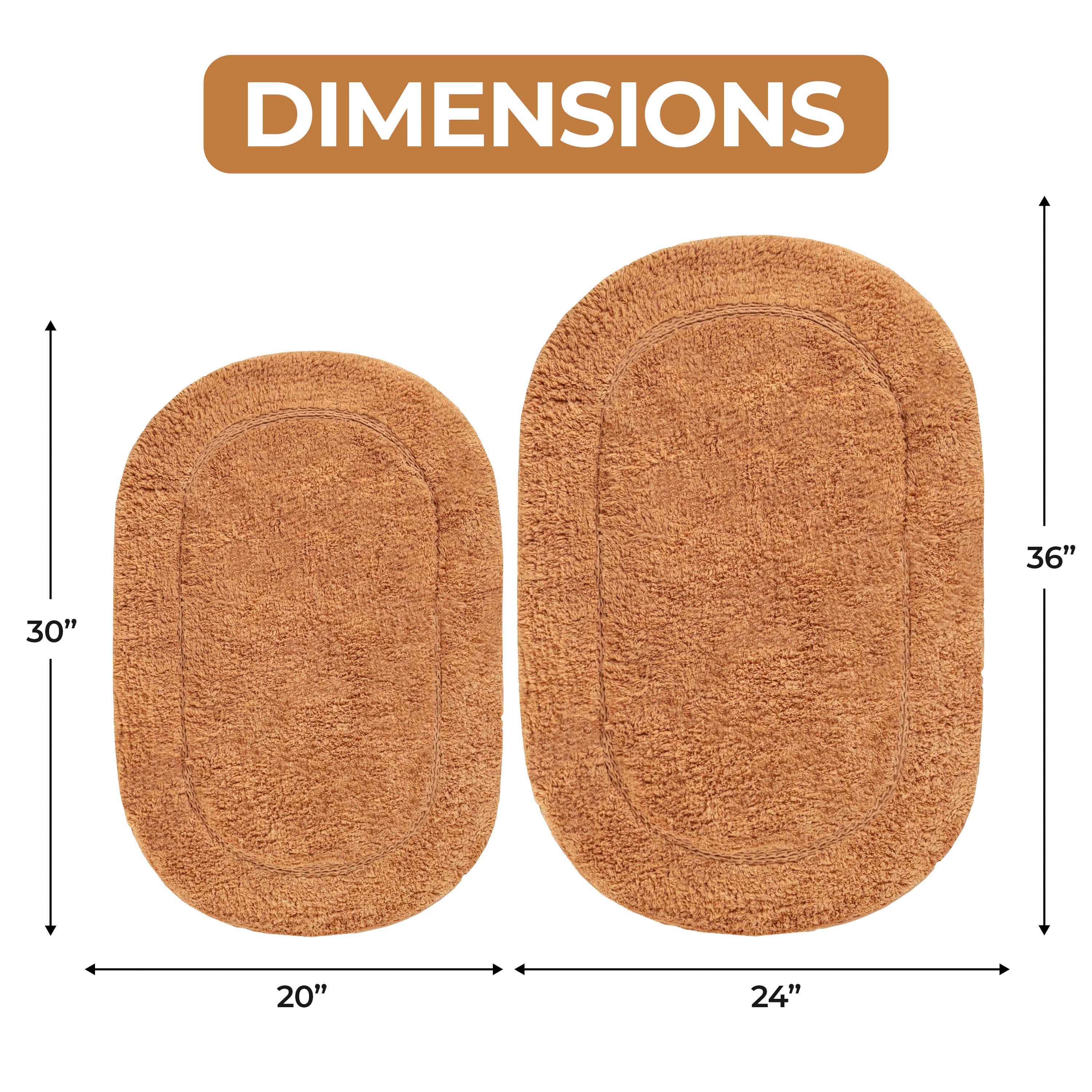 Cotton Oval Solid Non-Skid Washable 2 Piece Bath Rug Set - Bath Rugs by Superior Brand