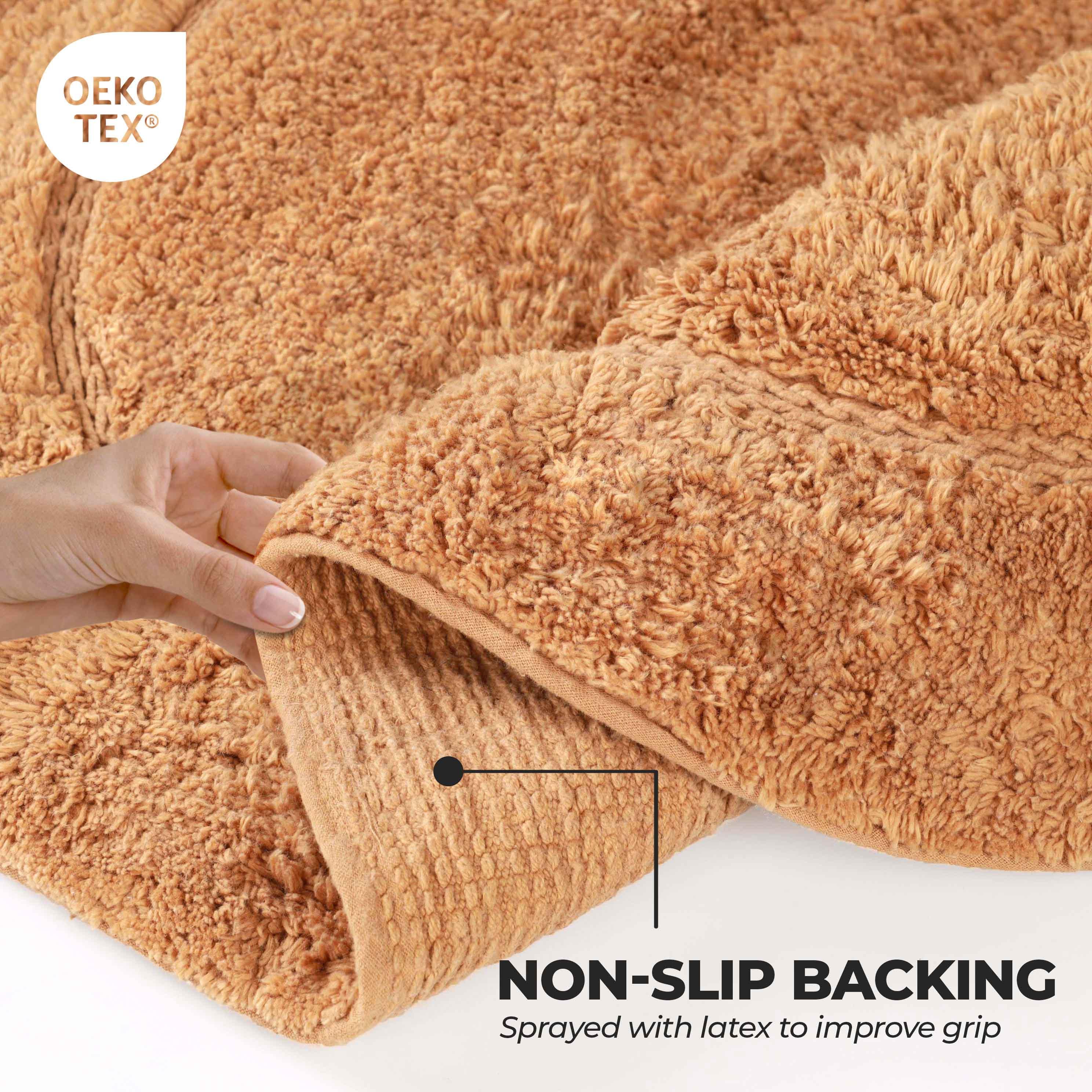 Cotton Oval Solid Non-Skid Washable 2 Piece Bath Rug Set - Bath Rugs by Superior Brand