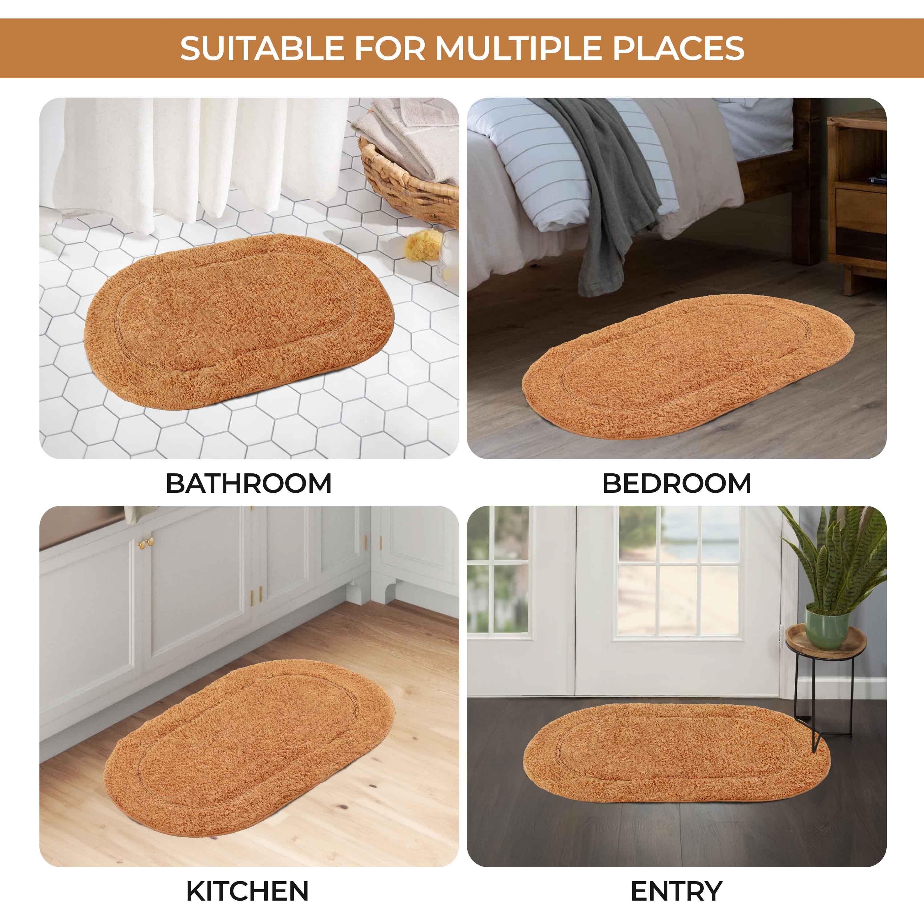 Cotton Oval Solid Non-Skid Washable 2 Piece Bath Rug Set - Bath Rugs by Superior Brand