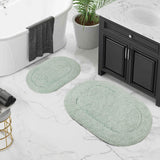 Cotton Oval Solid Non-Skid Washable 2 Piece Bath Rug Set - Bath Rugs by Superior Brand