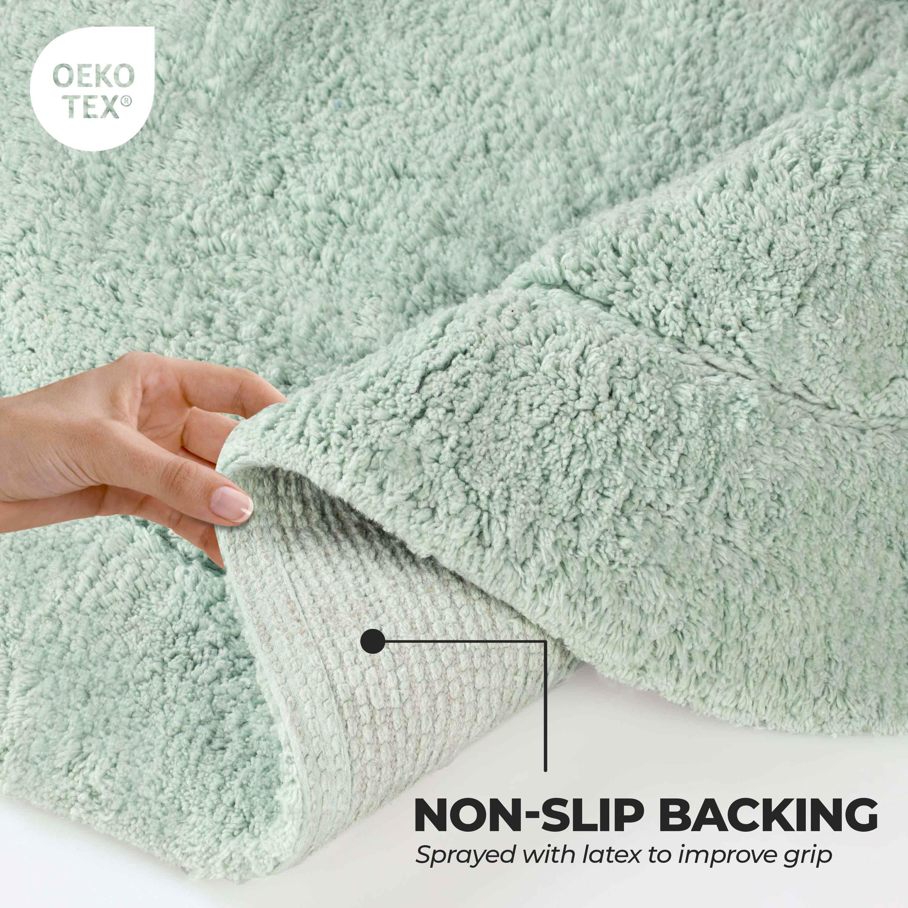 Cotton Oval Solid Non-Skid Washable 2 Piece Bath Rug Set - Bath Rugs by Superior Brand