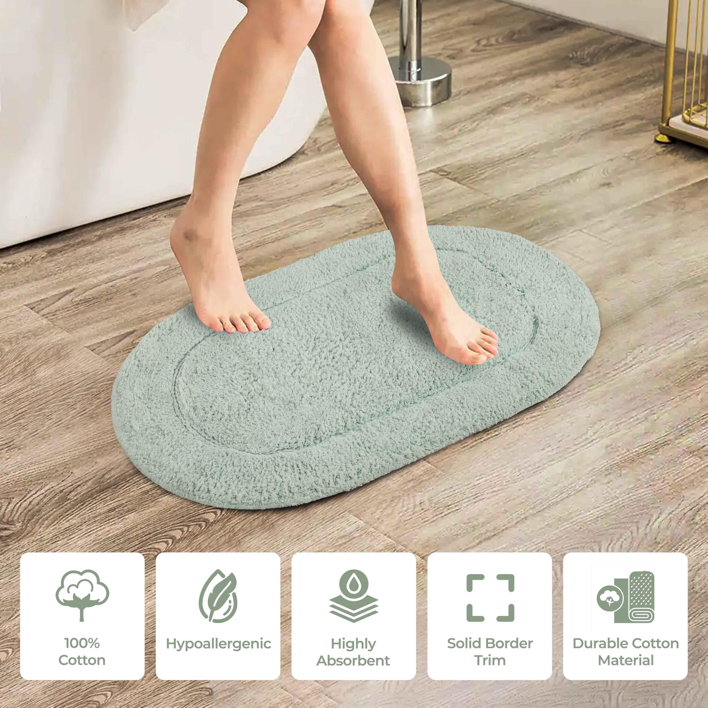 Cotton Oval Solid Non-Skid Washable 2 Piece Bath Rug Set - Bath Rugs by Superior Brand