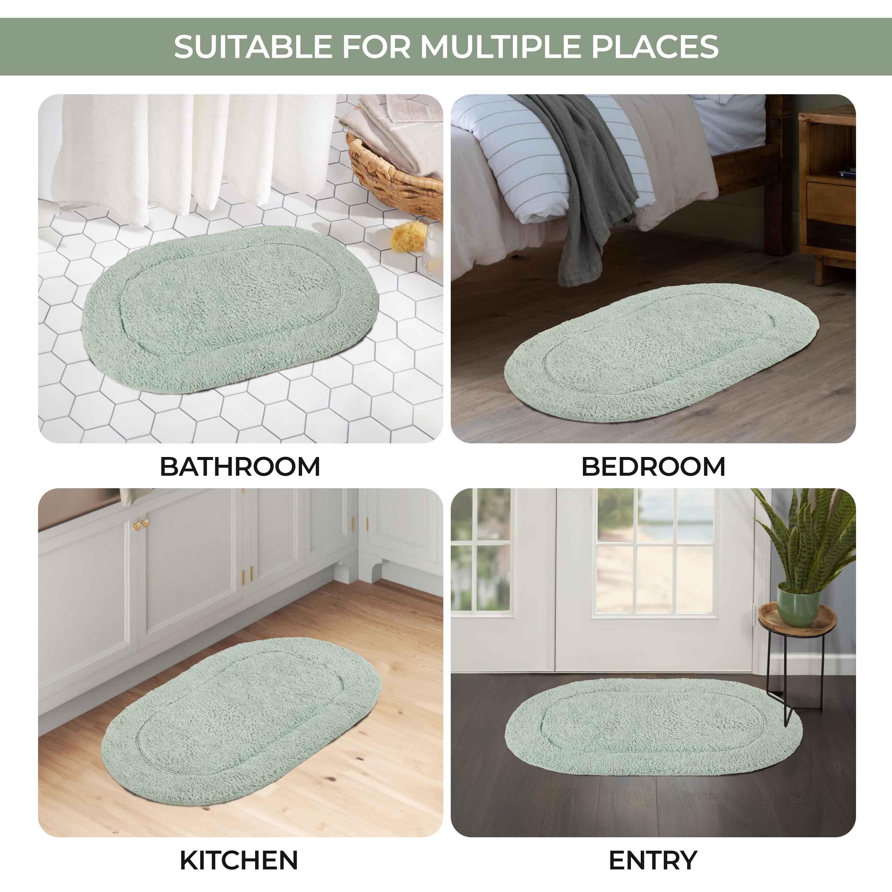 Cotton Oval Solid Non-Skid Washable 2 Piece Bath Rug Set - Bath Rugs by Superior Brand
