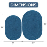 Cotton Oval Solid Non-Skid Washable 2 Piece Bath Rug Set - Bath Rugs by Superior Brand