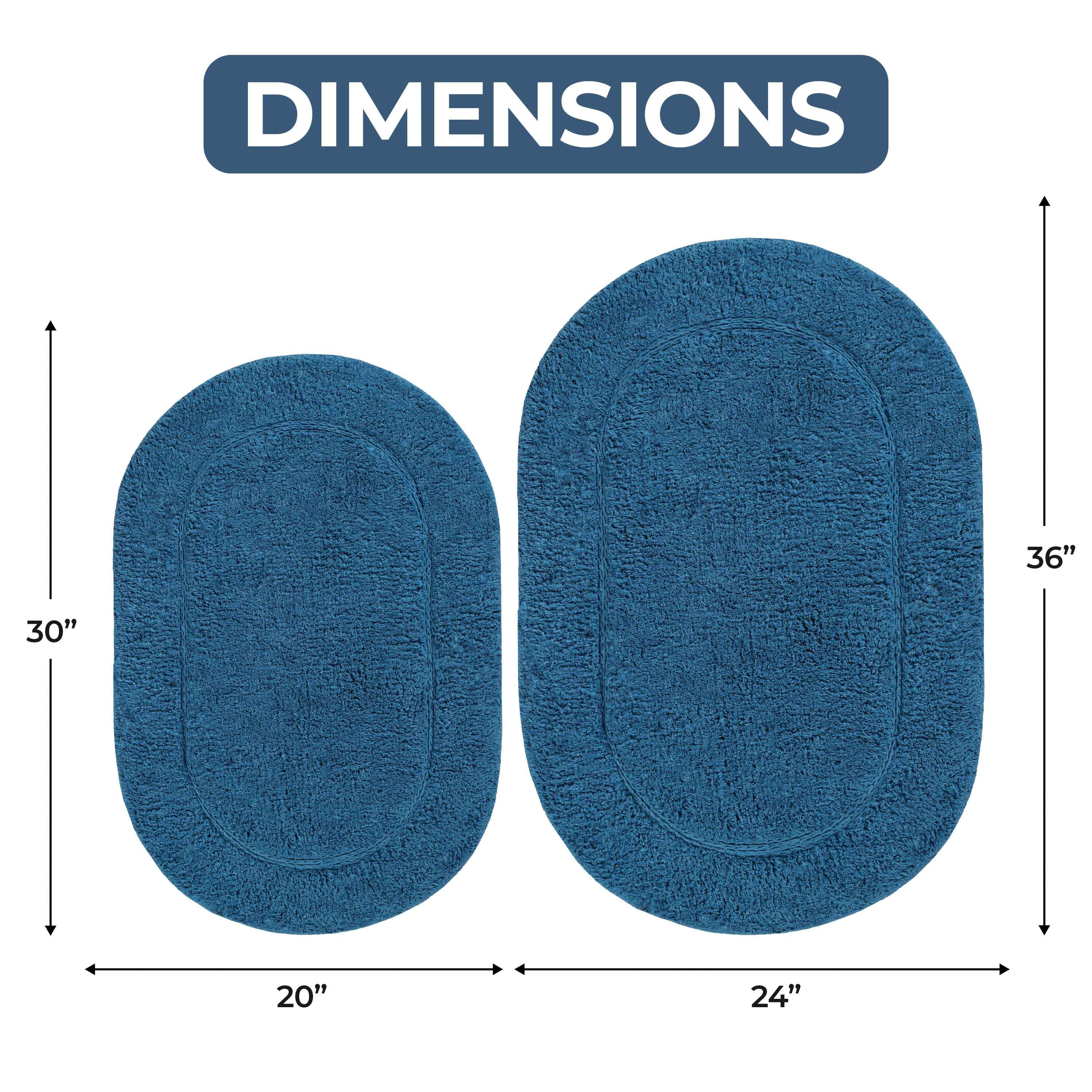 Cotton Oval Solid Non-Skid Washable 2 Piece Bath Rug Set - Bath Rugs by Superior Brand
