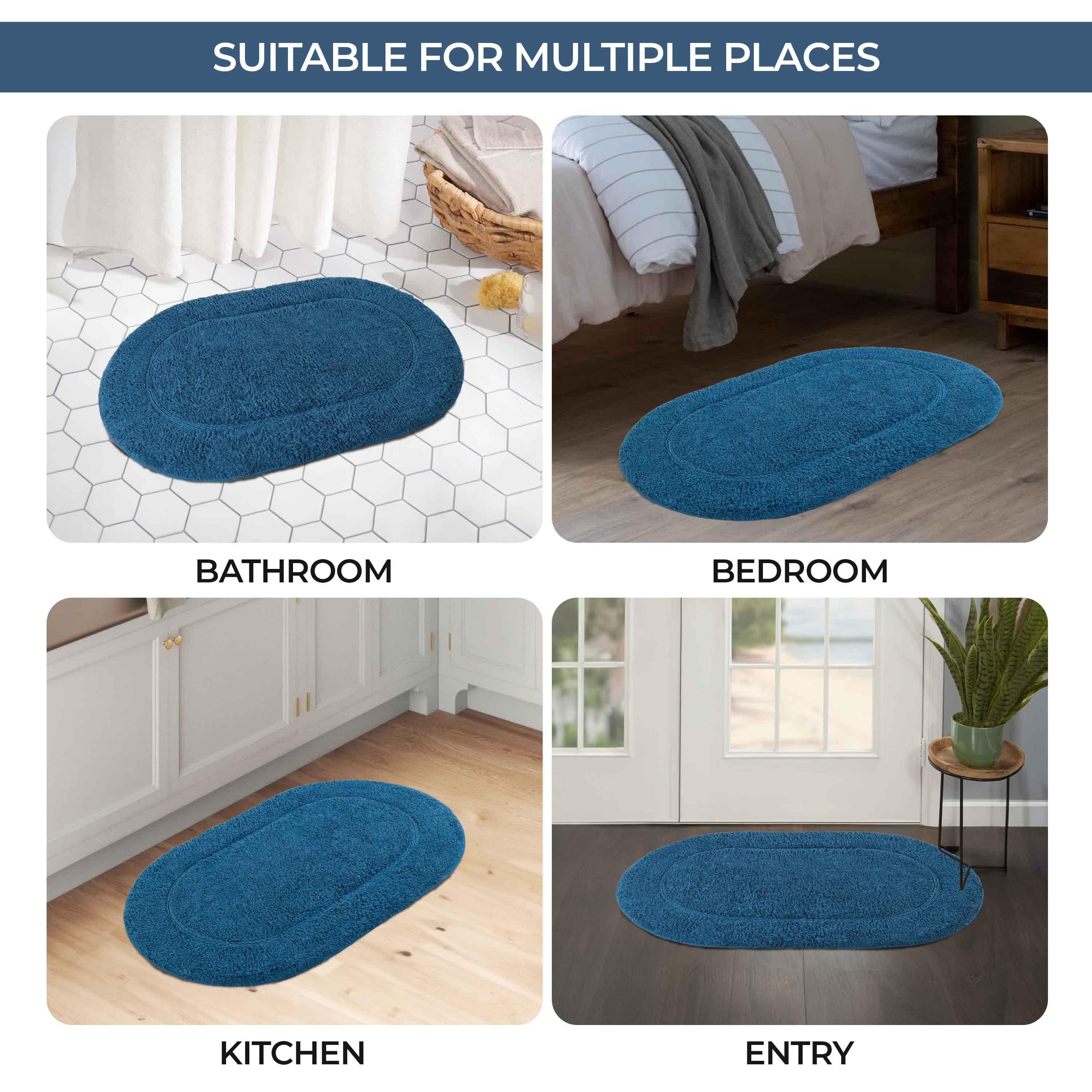 Cotton Oval Solid Non-Skid Washable 2 Piece Bath Rug Set - Bath Rugs by Superior Brand