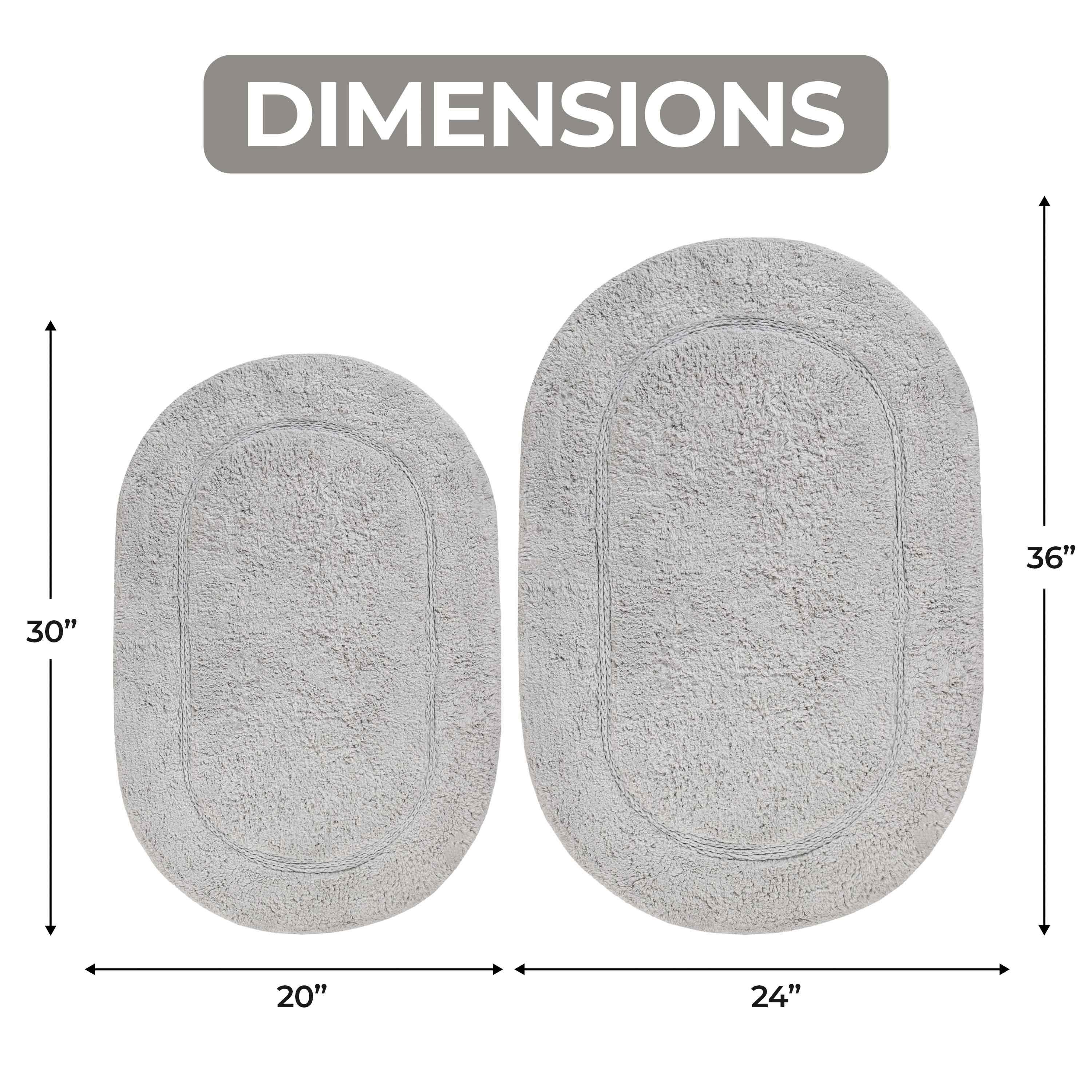 Cotton Oval Solid Non-Skid Washable 2 Piece Bath Rug Set - Bath Rugs by Superior Brand