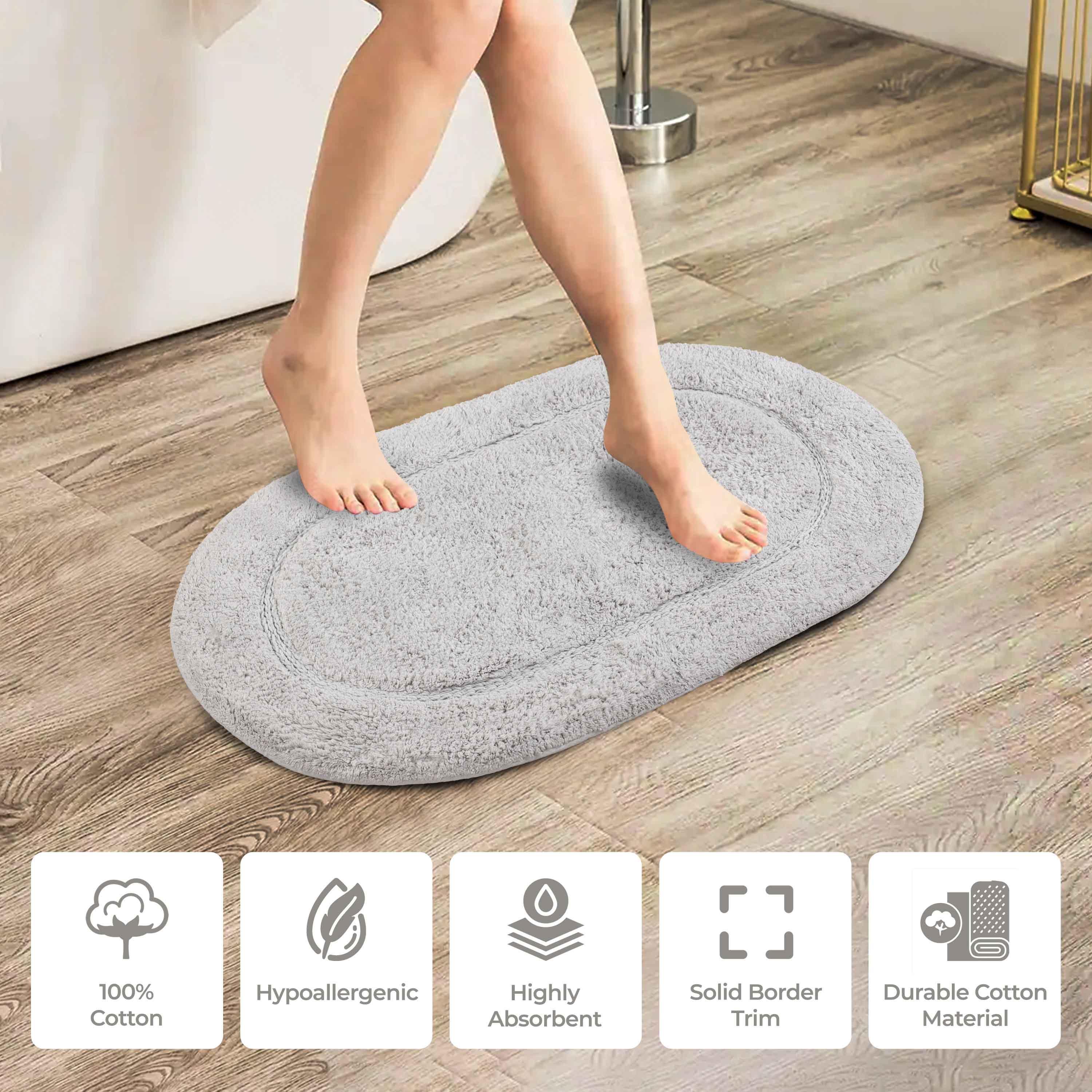 Cotton Oval Solid Non-Skid Washable 2 Piece Bath Rug Set - Bath Rugs by Superior Brand