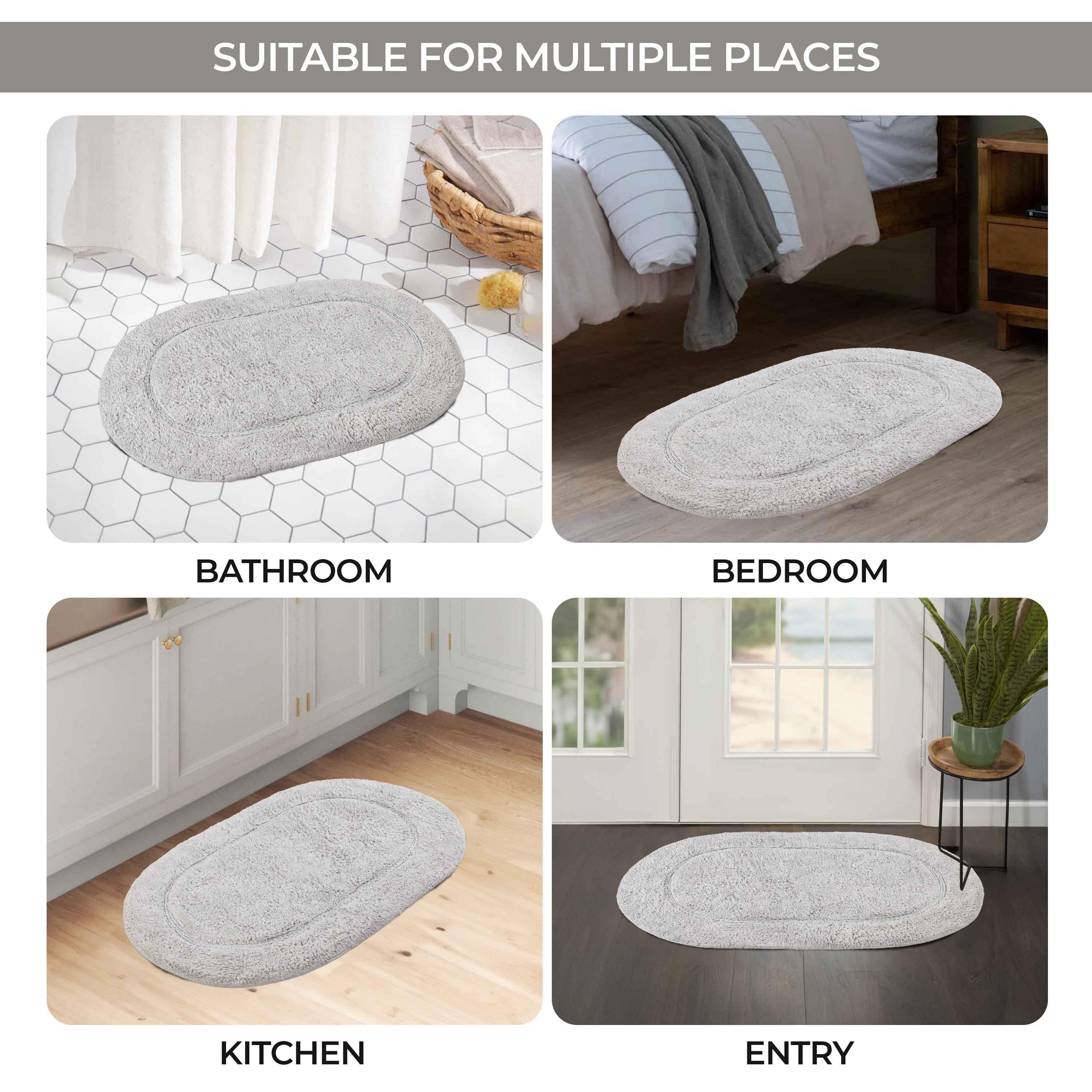 Cotton Oval Solid Non-Skid Washable 2 Piece Bath Rug Set - Bath Rugs by Superior Brand