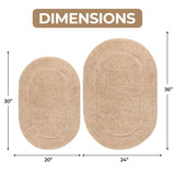 Cotton Oval Solid Non-Skid Washable 2 Piece Bath Rug Set - Bath Rugs by Superior Brand