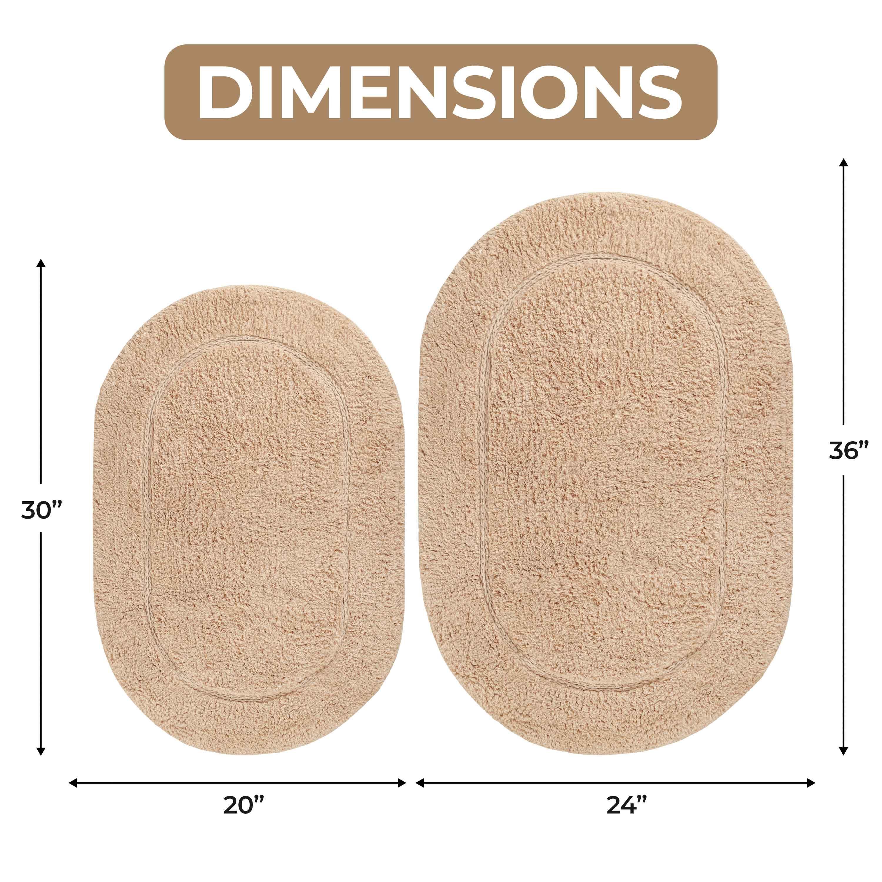 Cotton Oval Solid Non-Skid Washable 2 Piece Bath Rug Set - Bath Rugs by Superior Brand
