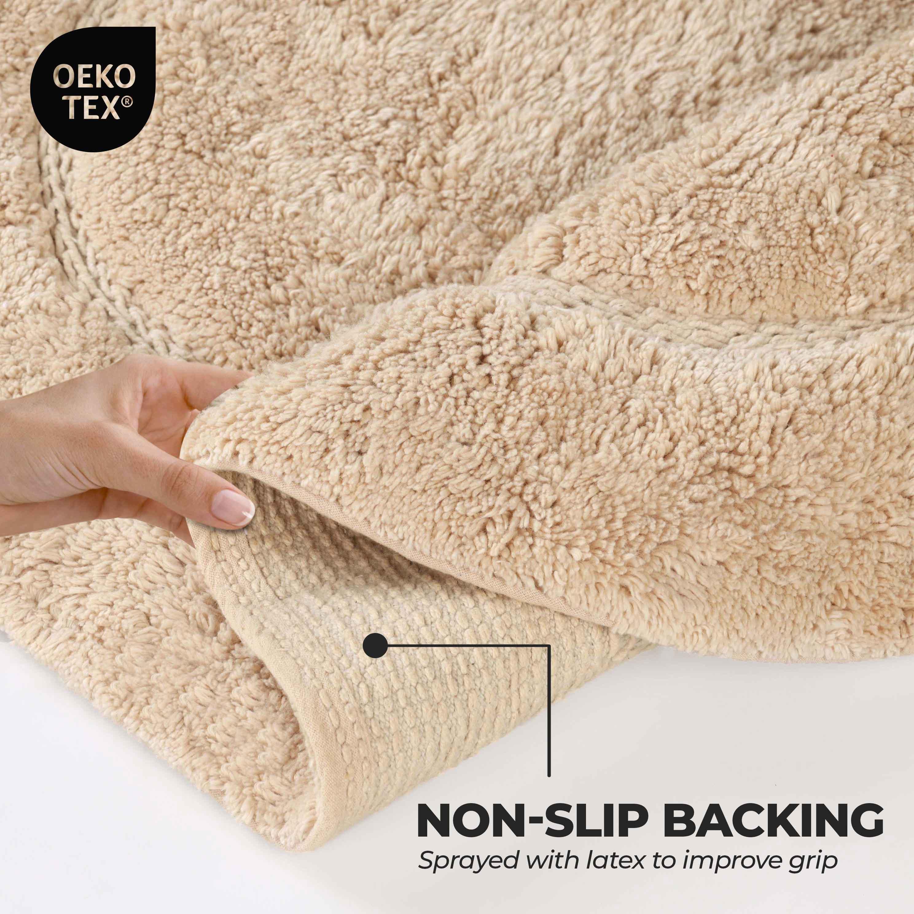 Cotton Oval Solid Non-Skid Washable 2 Piece Bath Rug Set - Bath Rugs by Superior Brand