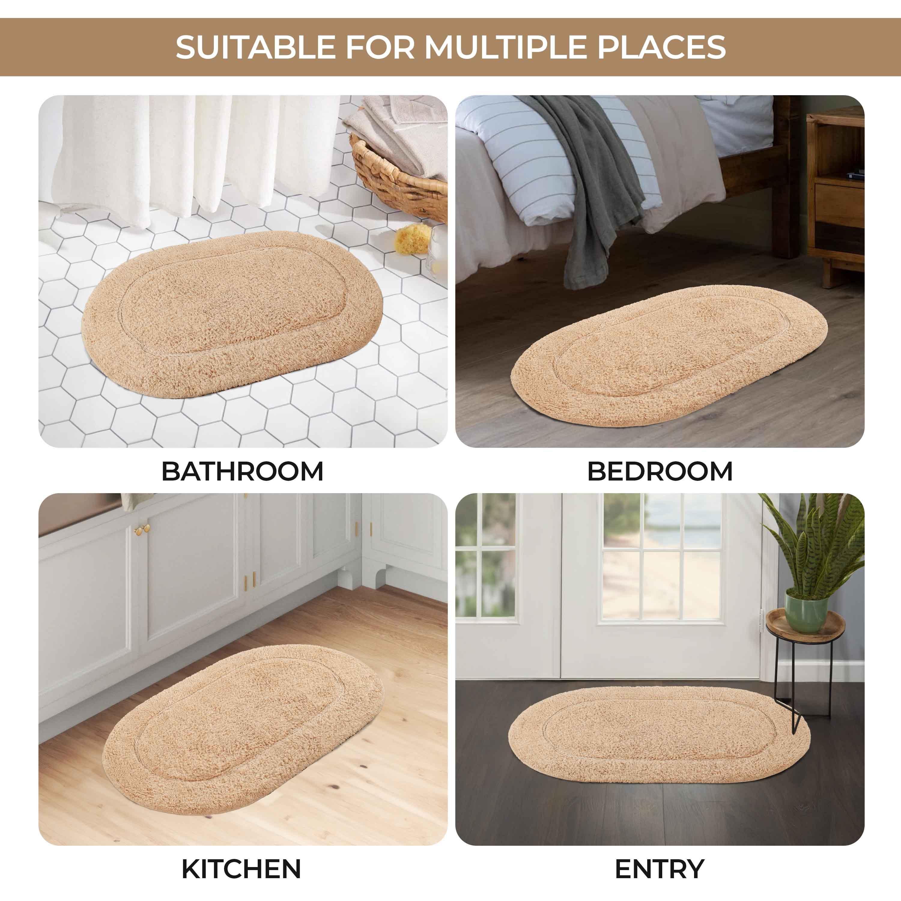 Cotton Oval Solid Non-Skid Washable 2 Piece Bath Rug Set - Bath Rugs by Superior Brand