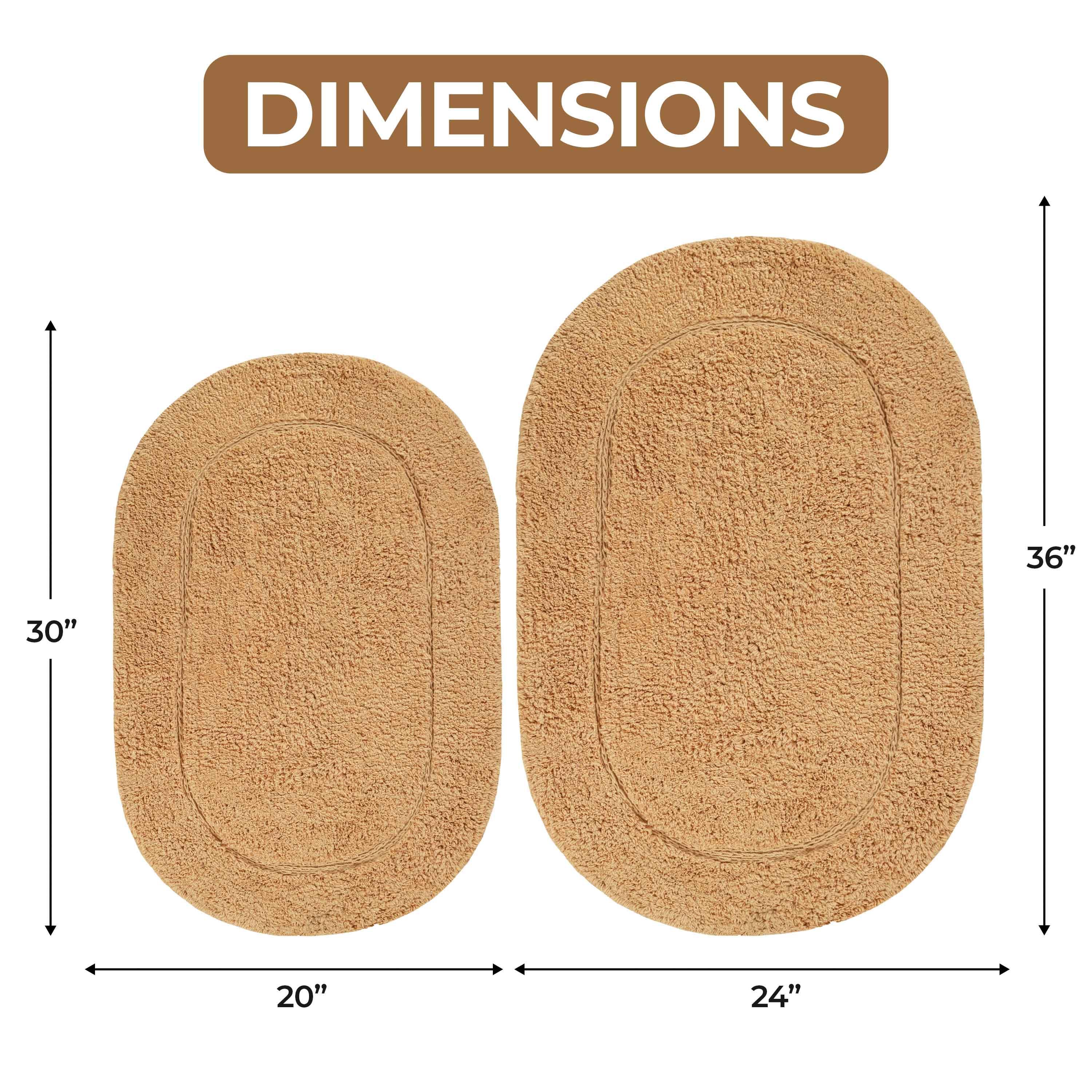 Cotton Oval Solid Non-Skid Washable 2 Piece Bath Rug Set - Bath Rugs by Superior Brand