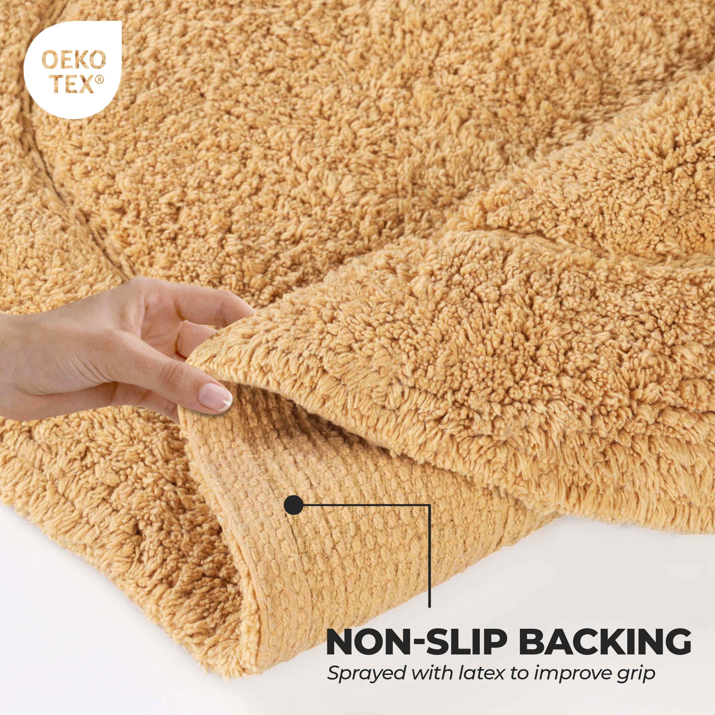 Cotton Oval Solid Non-Skid Washable 2 Piece Bath Rug Set - Bath Rugs by Superior Brand