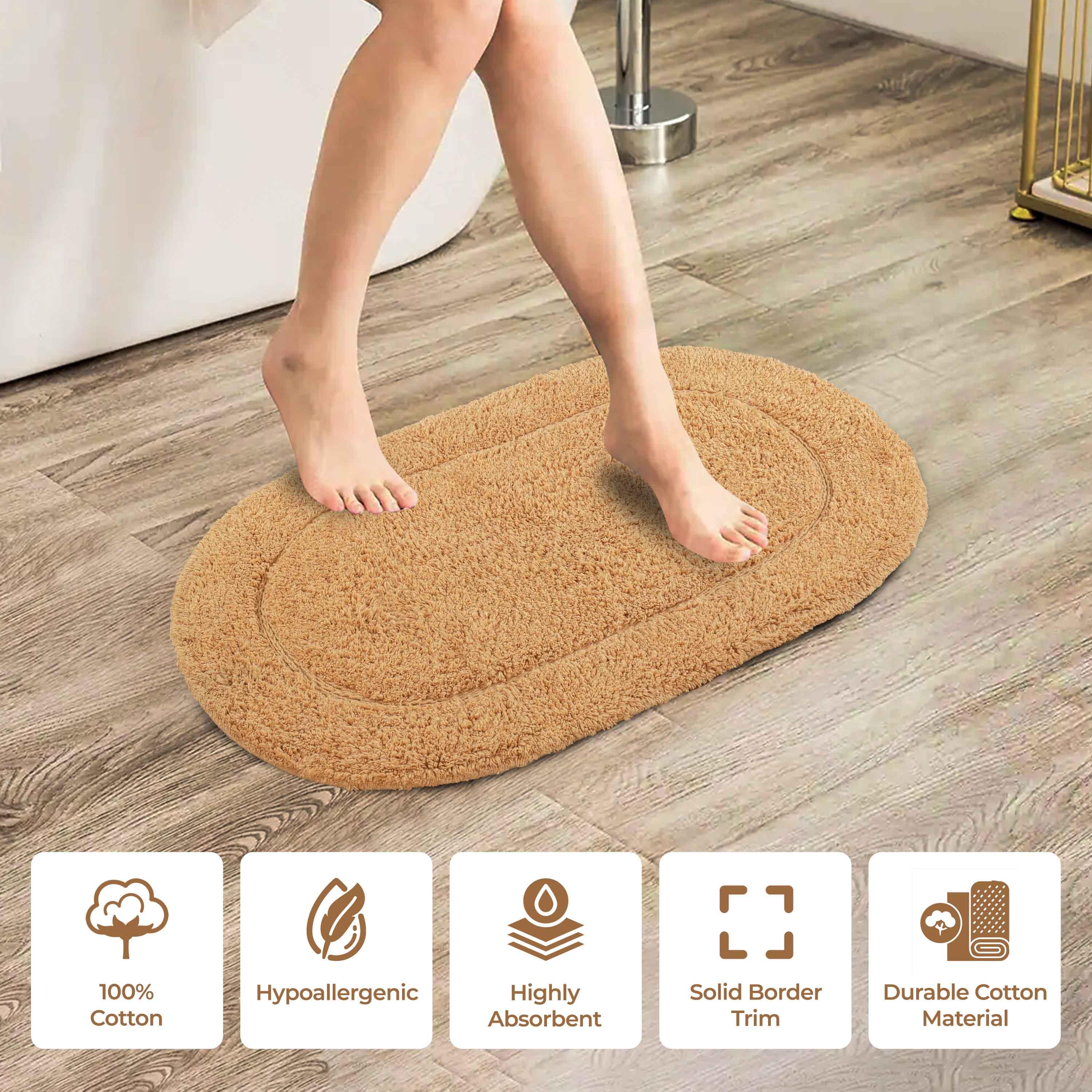 Cotton Oval Solid Non-Skid Washable 2 Piece Bath Rug Set - Bath Rugs by Superior Brand