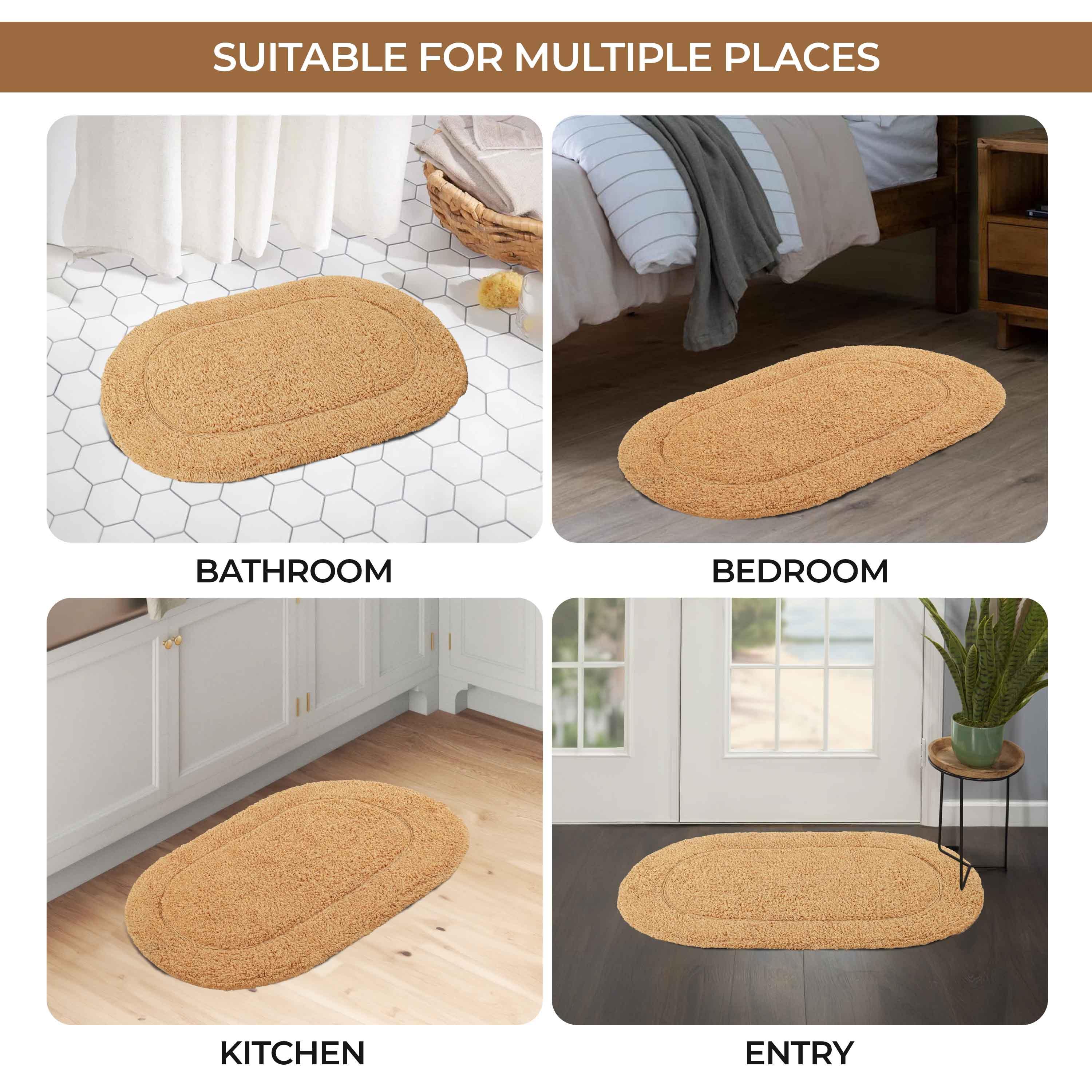 Cotton Oval Solid Non-Skid Washable 2 Piece Bath Rug Set - Bath Rugs by Superior Brand