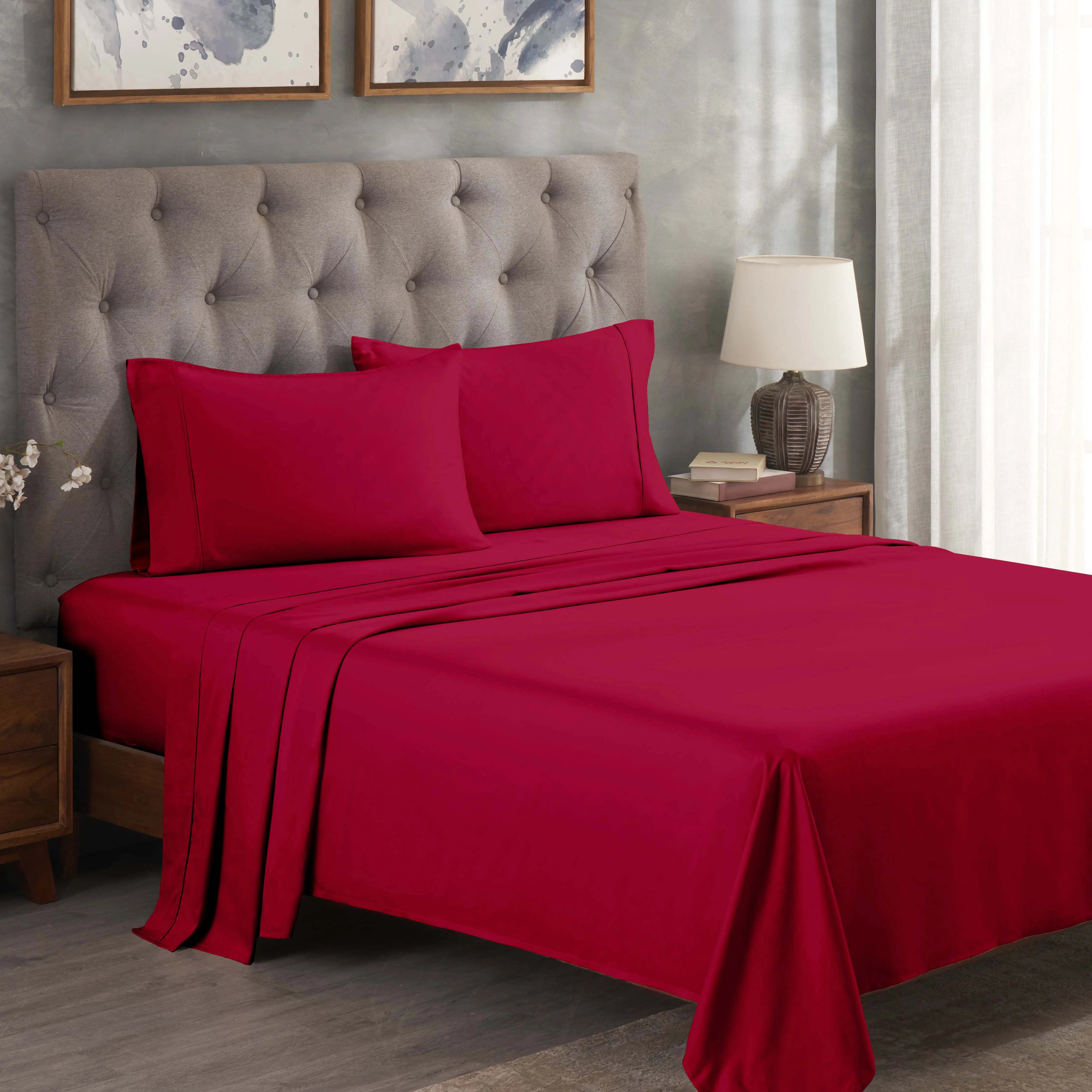 300 Thread Count Egyptian Cotton Sateen Bed Sheet Set - Egyptian Cotton Sheet Set by Superior Brand