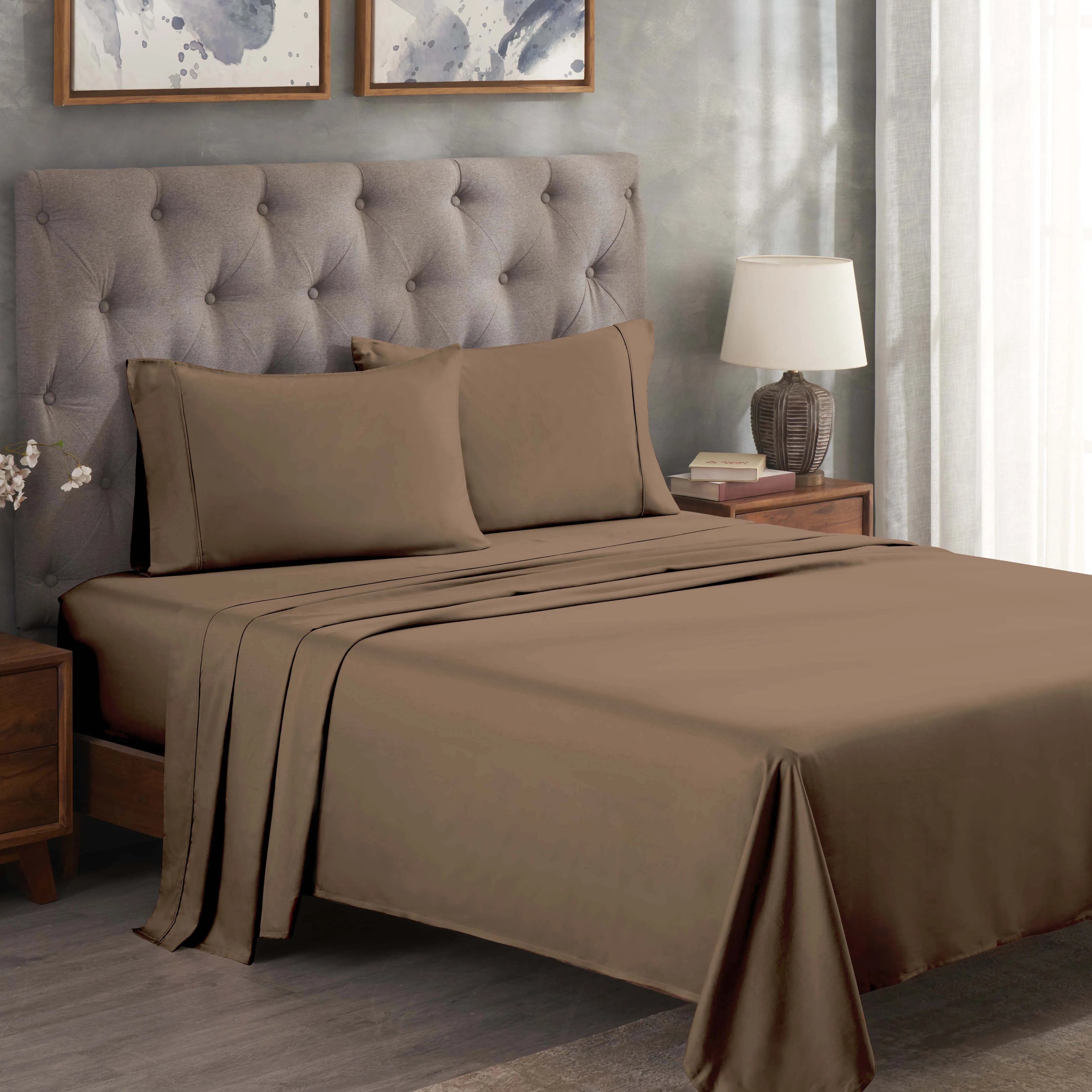 300 Thread Count Egyptian Cotton Sateen Bed Sheet Set - Egyptian Cotton Sheet Set by Superior Brand