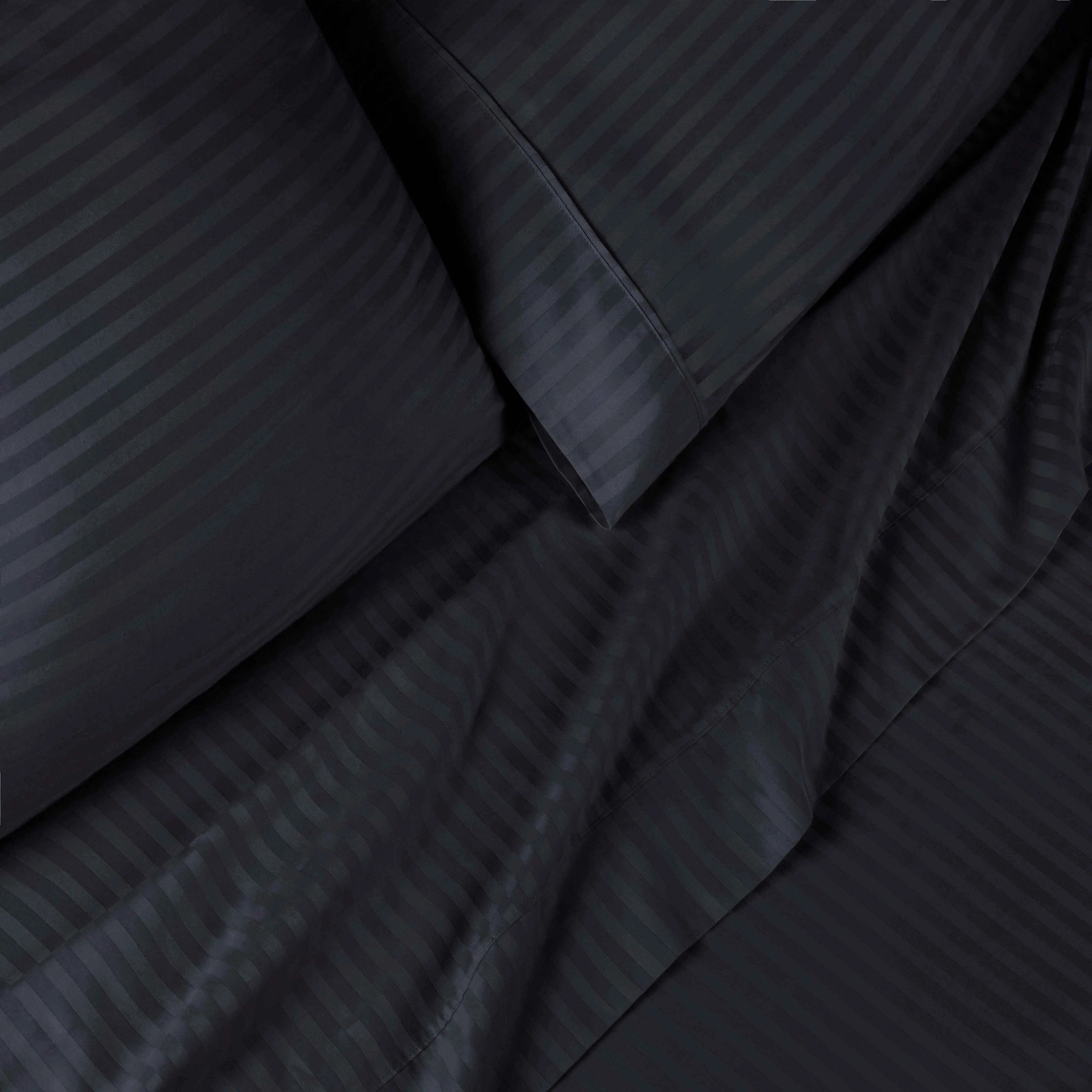 300 Thread Count Egyptian Cotton Sateen Stripe Bed Sheet Set - Egyptian Cotton Sheet Set by Superior Brand