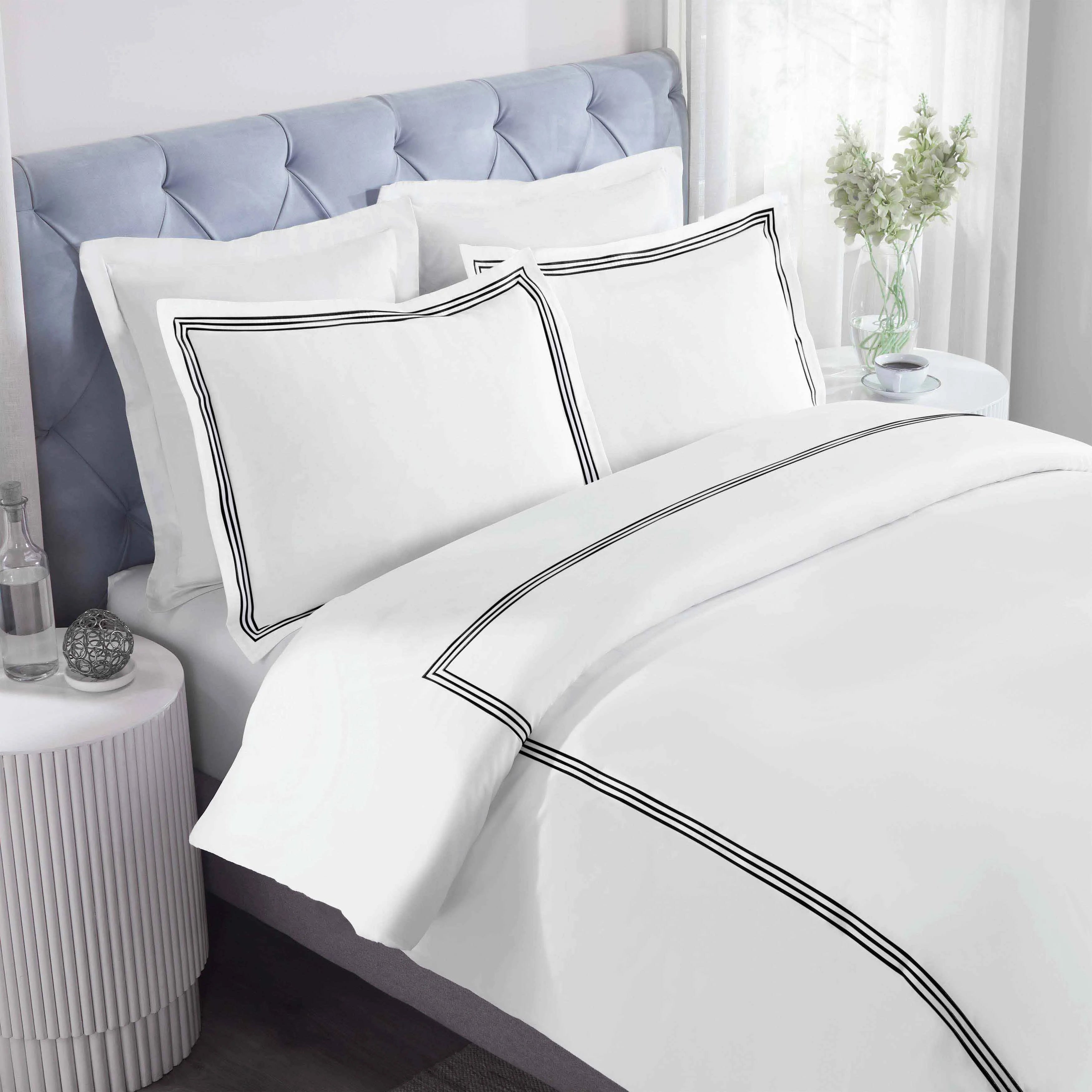 100% Cotton Three-Line Embroidered Duvet Cover Set - Duvet Cover Set by Superior Brand
