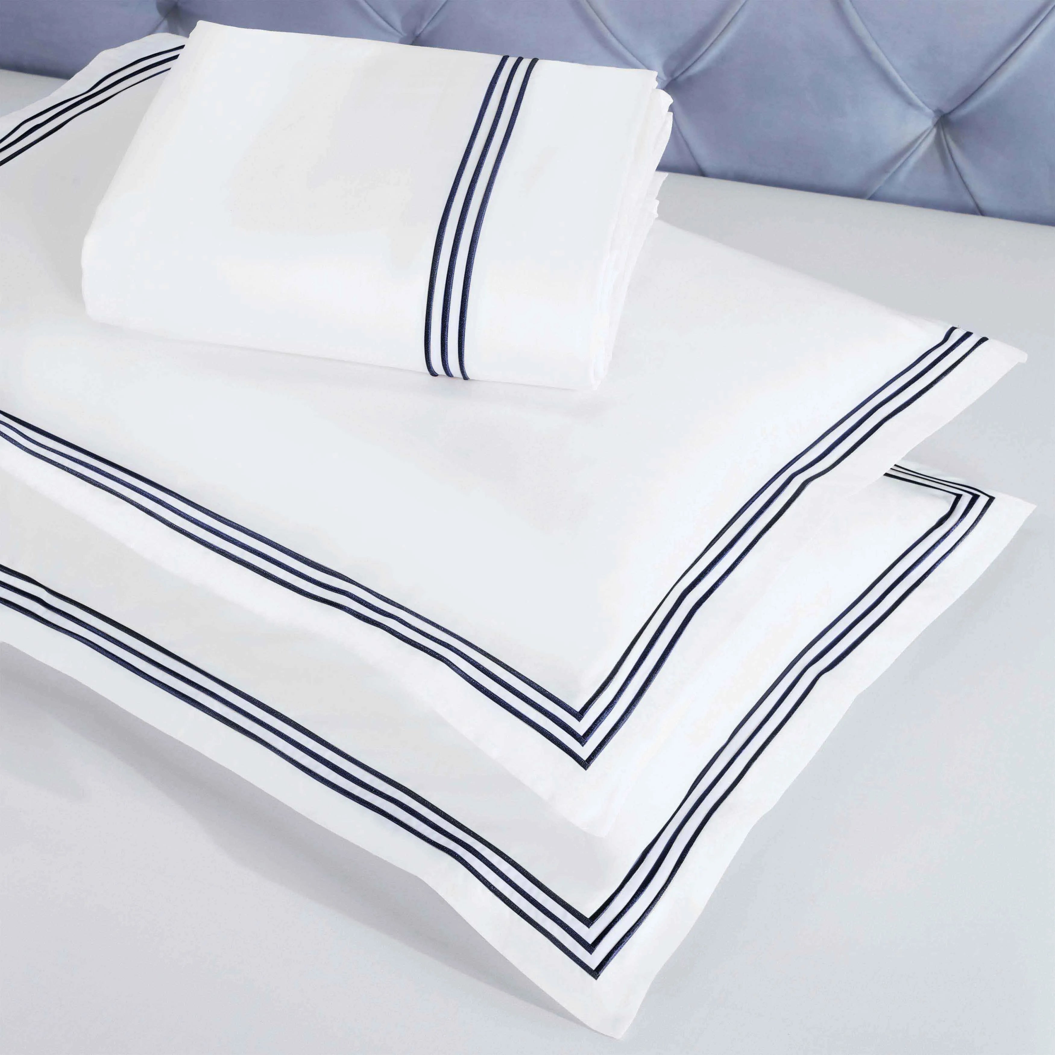 100% Cotton Three-Line Embroidered Duvet Cover Set - Duvet Cover Set by Superior Brand