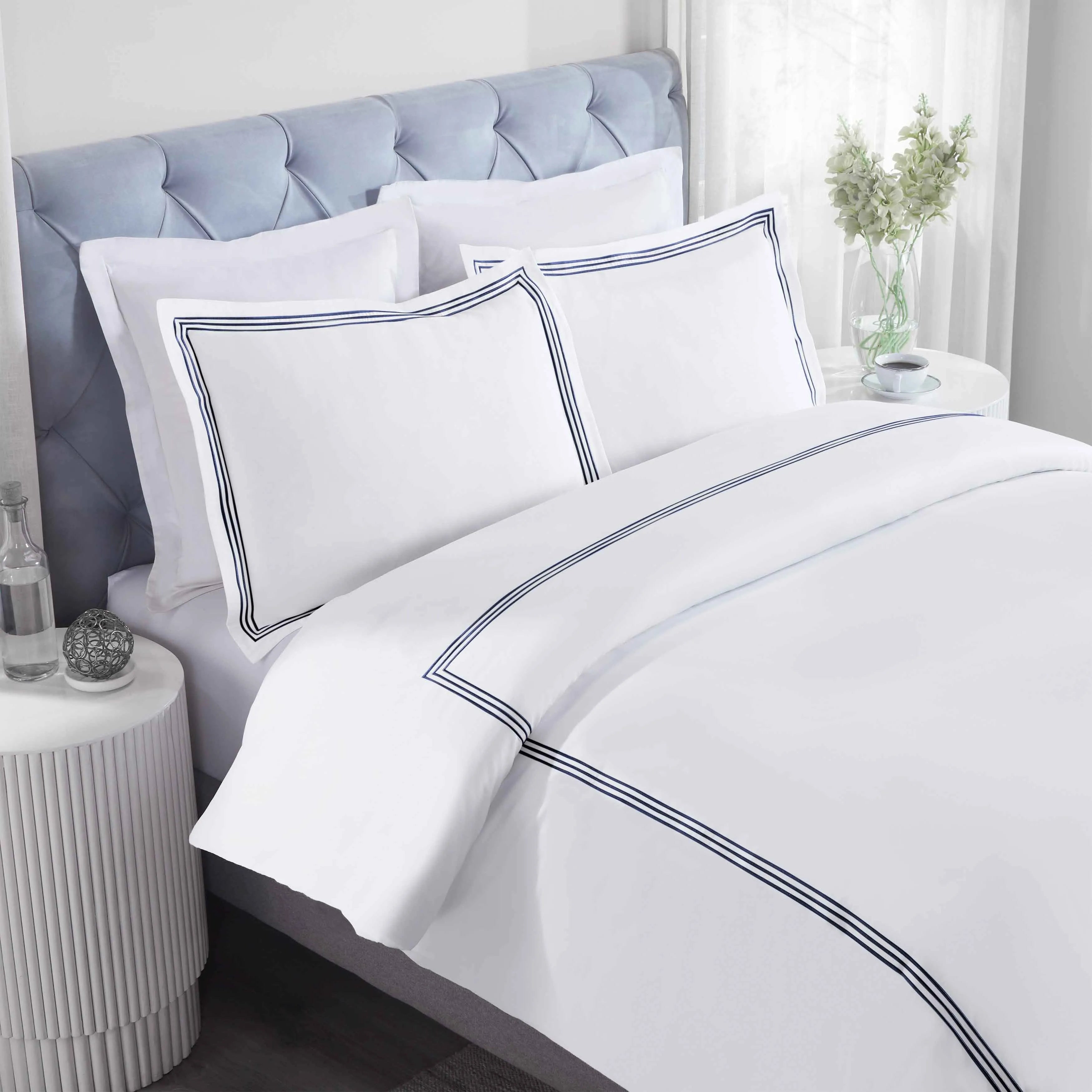 100% Cotton Three-Line Embroidered Duvet Cover Set - Duvet Cover Set by Superior Brand