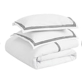 100% Cotton Three-Line Embroidered Duvet Cover Set - Duvet Cover Set by Superior Brand