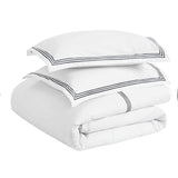 100% Cotton Three-Line Embroidered Duvet Cover Set - Duvet Cover Set by Superior Brand