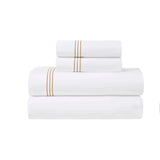 100% Cotton Bed Sheet Set Three-Line Embroidered Deep Pocket Brandon - Sheet Set by Superior Brand