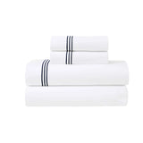 100% Cotton Bed Sheet Set Three-Line Embroidered Deep Pocket Brandon - Sheet Set by Superior Brand