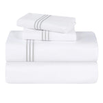100% Cotton Bed Sheet Set Three-Line Embroidered Deep Pocket Brandon - Sheet Set by Superior Brand