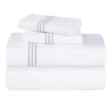 100% Cotton Bed Sheet Set Three-Line Embroidered Deep Pocket Brandon - Sheet Set by Superior Brand