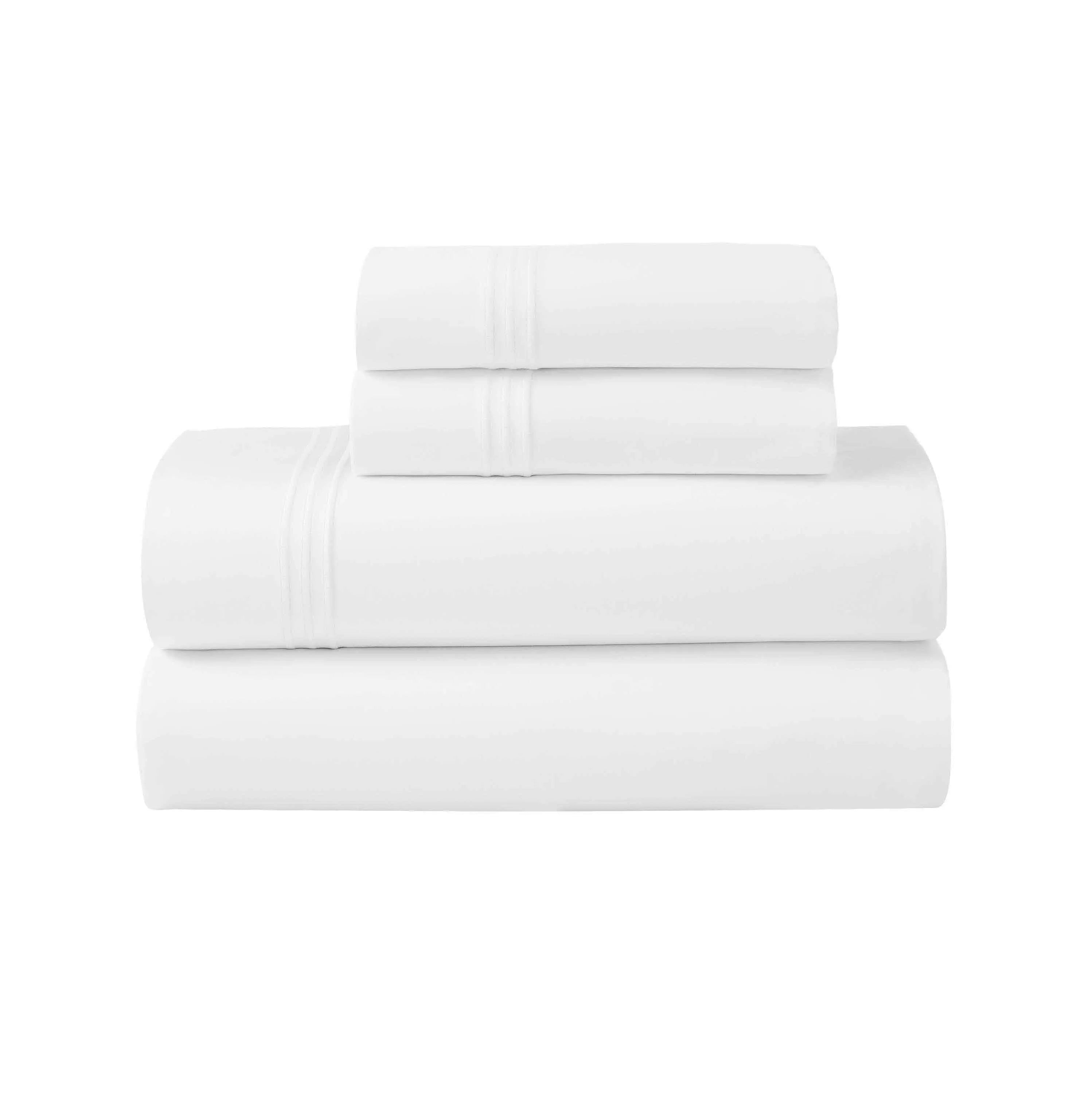 100% Cotton Bed Sheet Set Three-Line Embroidered Deep Pocket Brandon - Sheet Set by Superior Brand