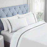 100% Cotton Bed Sheet Set Three-Line Embroidered Deep Pocket Brandon - Sheet Set by Superior Brand