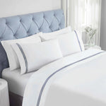 100% Cotton Bed Sheet Set Three-Line Embroidered Deep Pocket Brandon - Sheet Set by Superior Brand