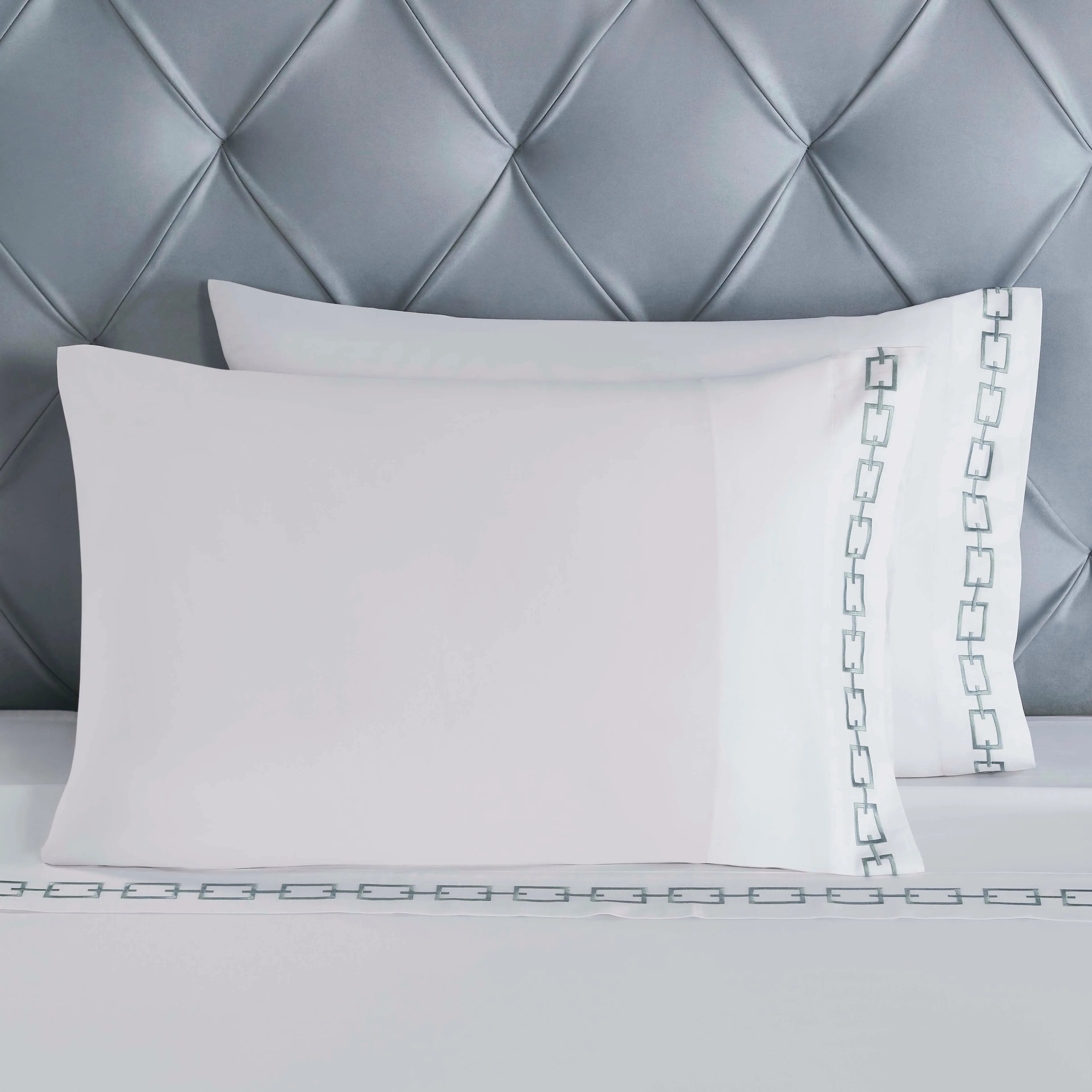 100% Cotton Bed Sheet Set Embroidered Deep Pocket Chain Links - Sheet Set by Superior Brand