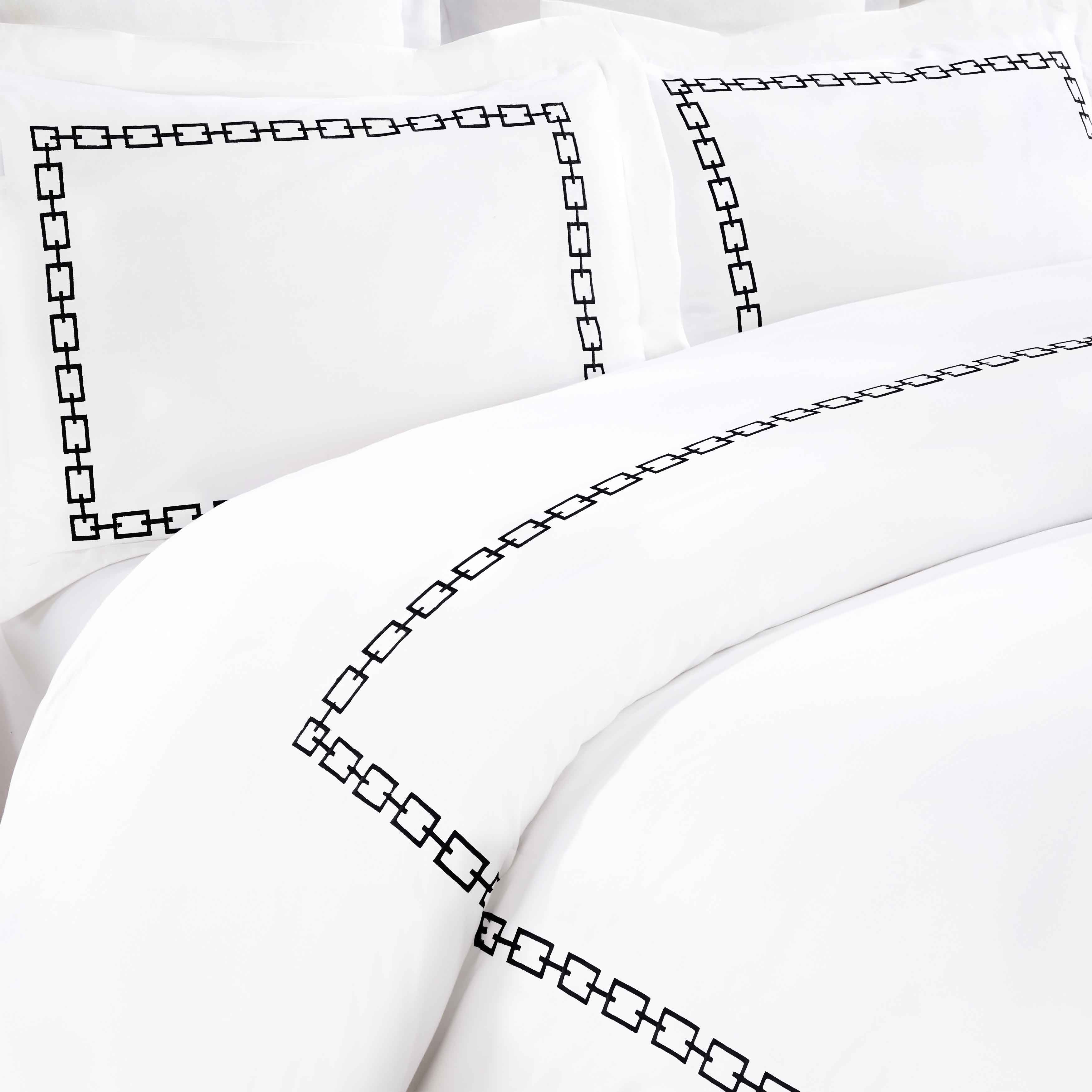 Chain Links Cotton Embroidered 3 Piece Duvet Cover Set - Duvet Cover Set by Superior Brand
