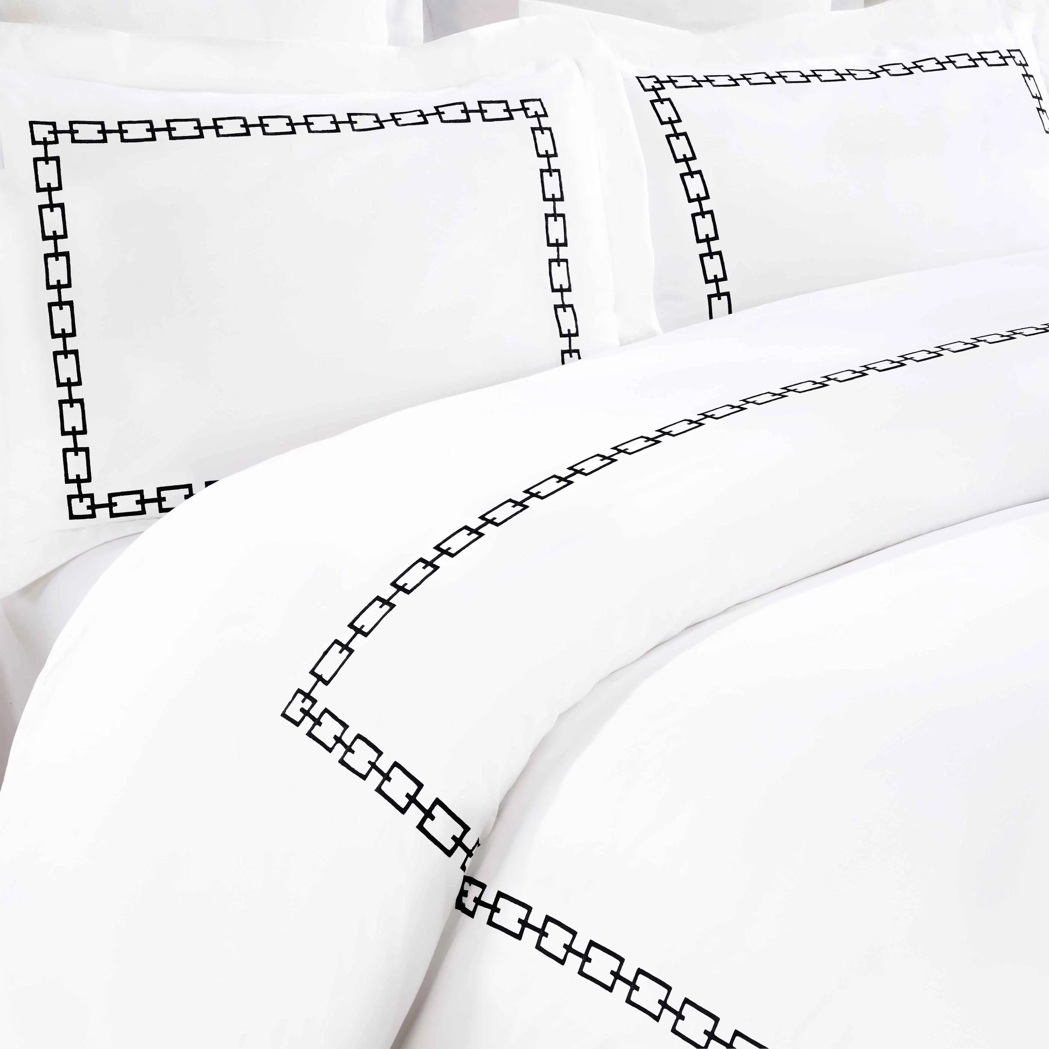 100% Cotton Chain Links Embroidered Duvet Cover Set - Duvet Cover Set by Superior Brand